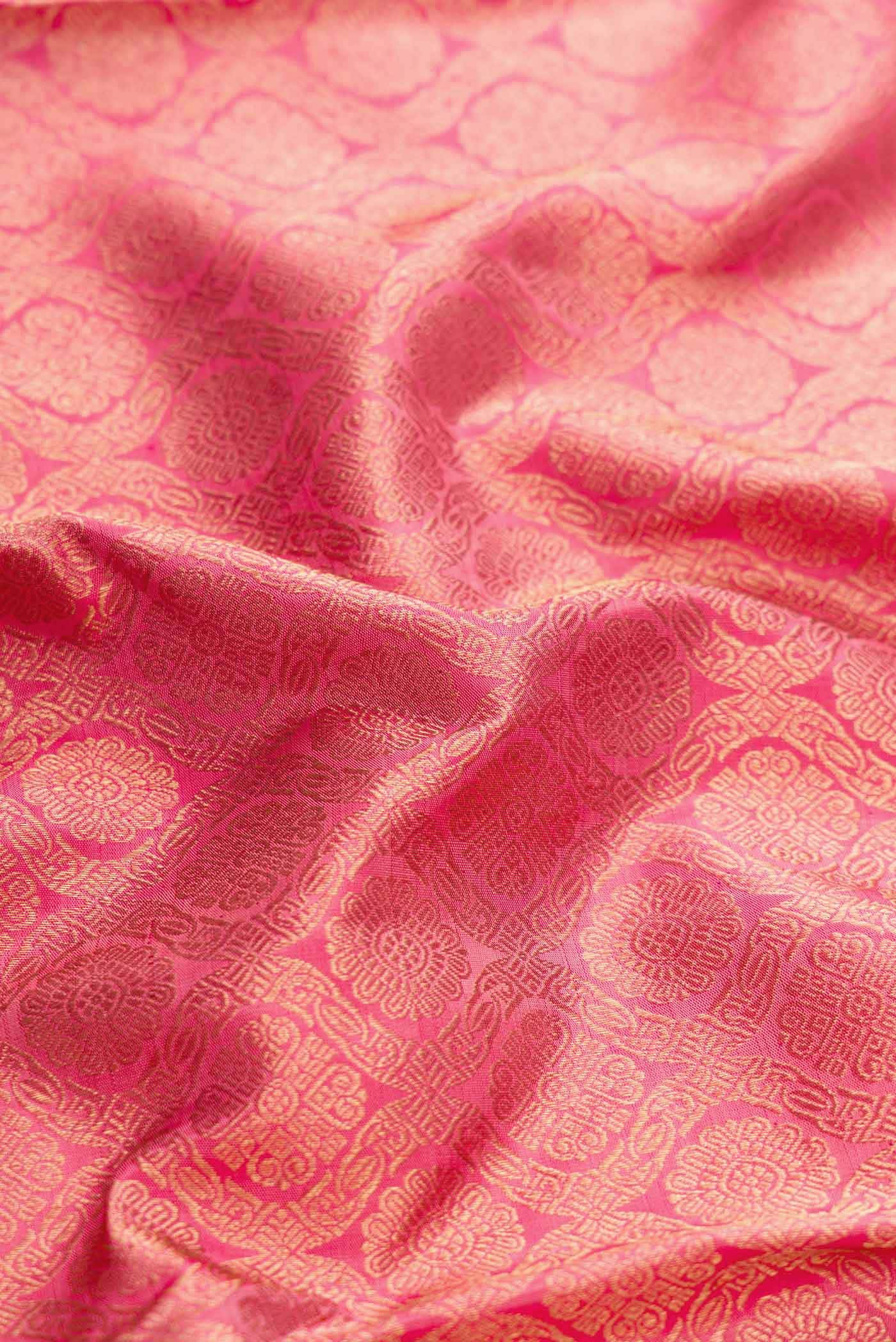 Pure Silk Pure Zari Pink Kanchipuram Saree