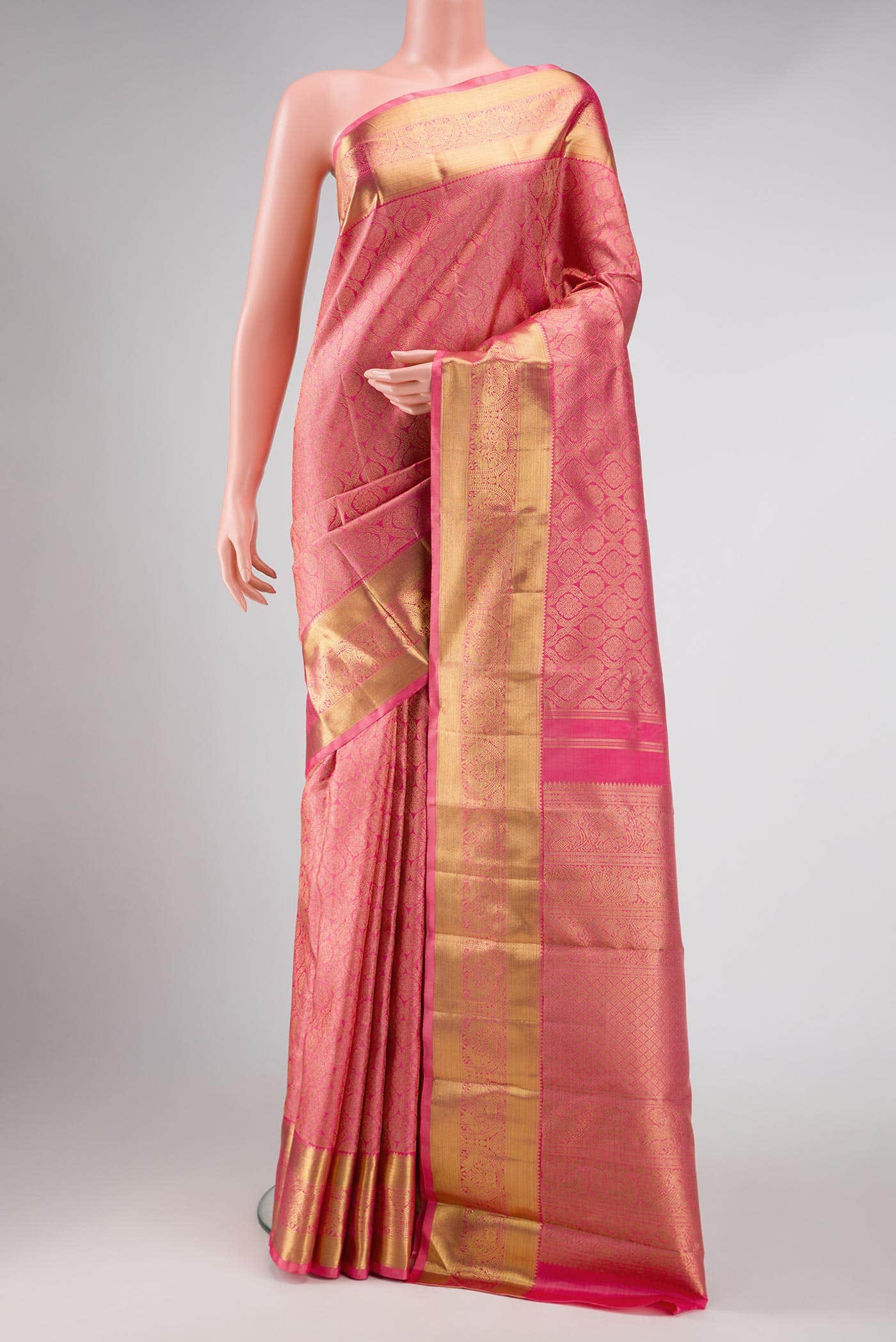 Pure Silk Pure Zari Pink Kanchipuram Saree