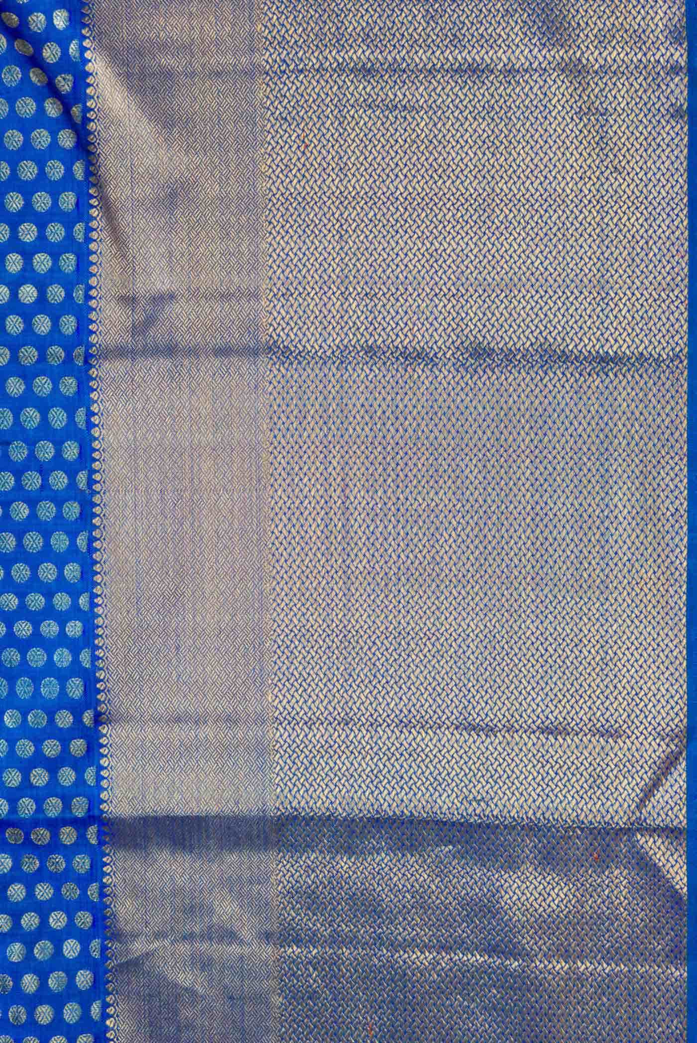 Pure Silk Pure Zari Peacock Blue Dual Tone Kanchipuram Saree