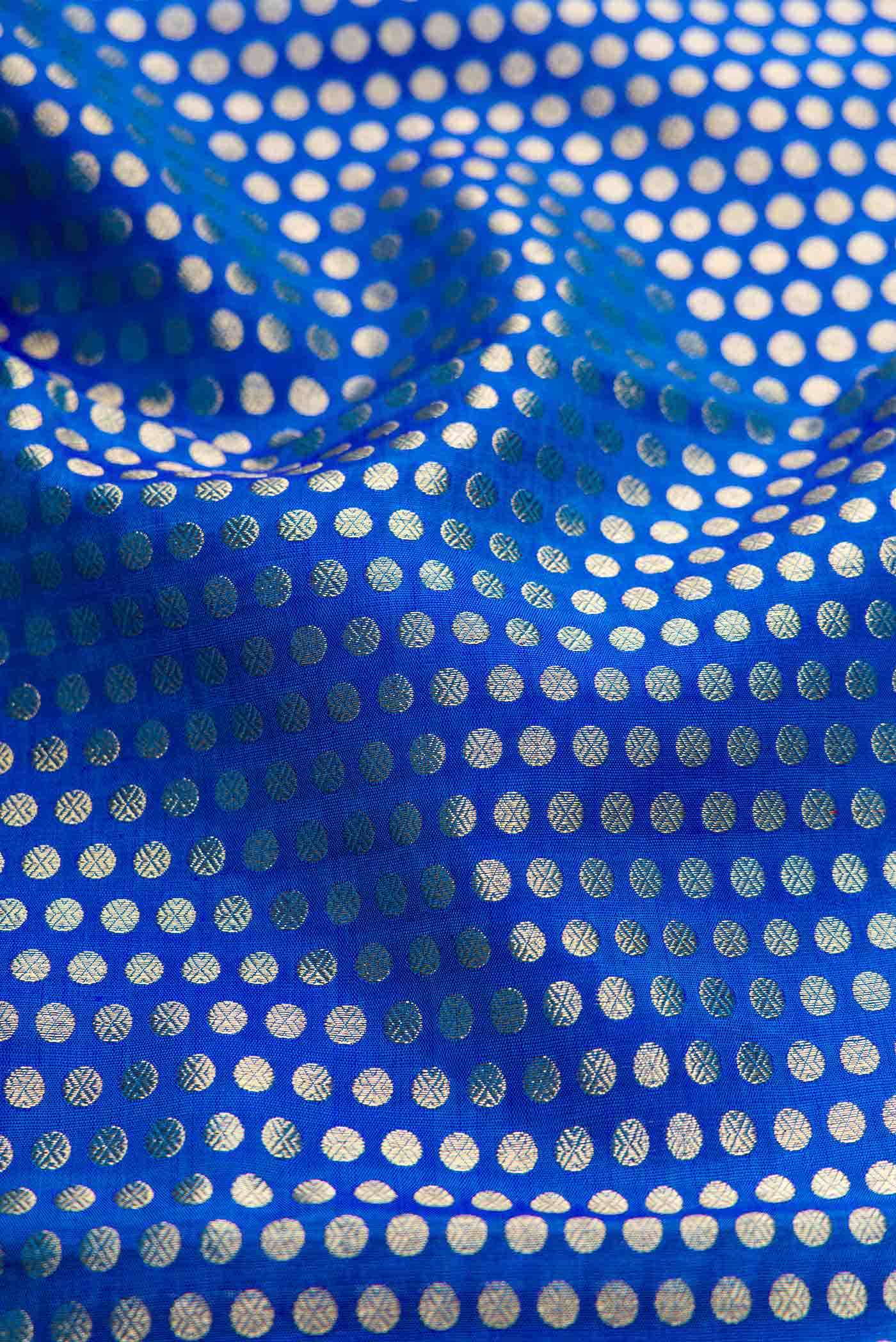 Pure Silk Pure Zari Peacock Blue Dual Tone Kanchipuram Saree