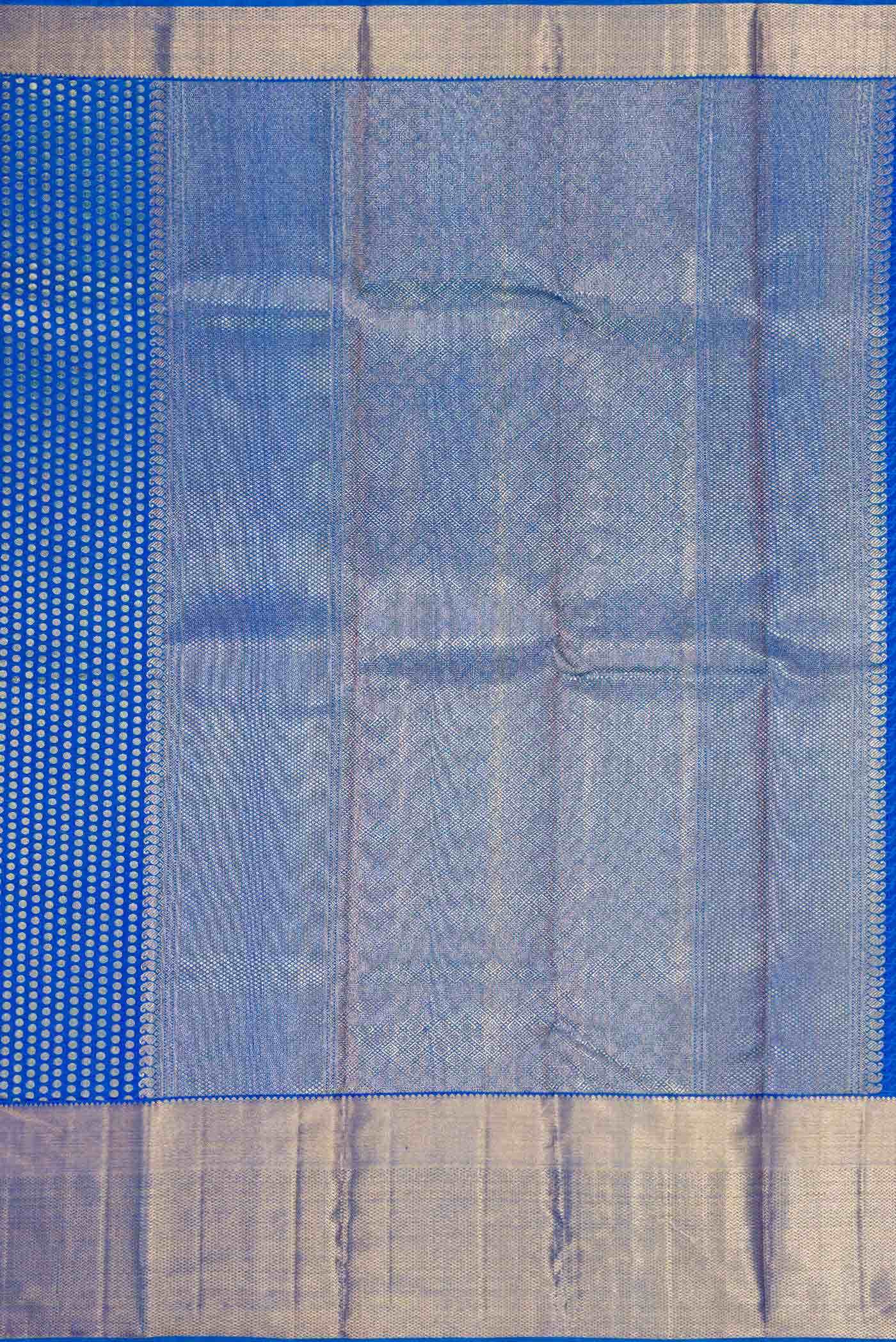 Pure Silk Pure Zari Peacock Blue Dual Tone Kanchipuram Saree