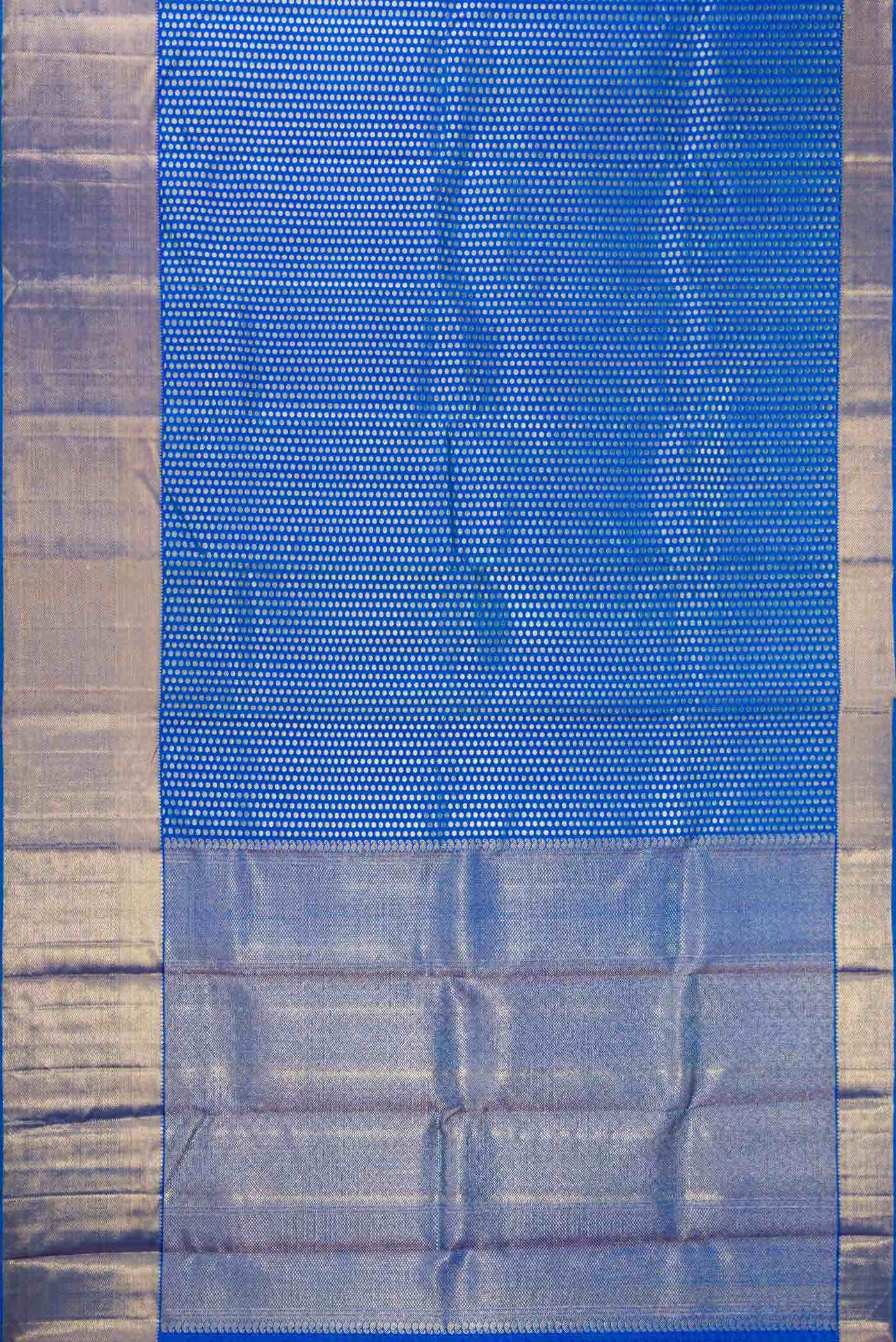 Pure Silk Pure Zari Peacock Blue Dual Tone Kanchipuram Saree