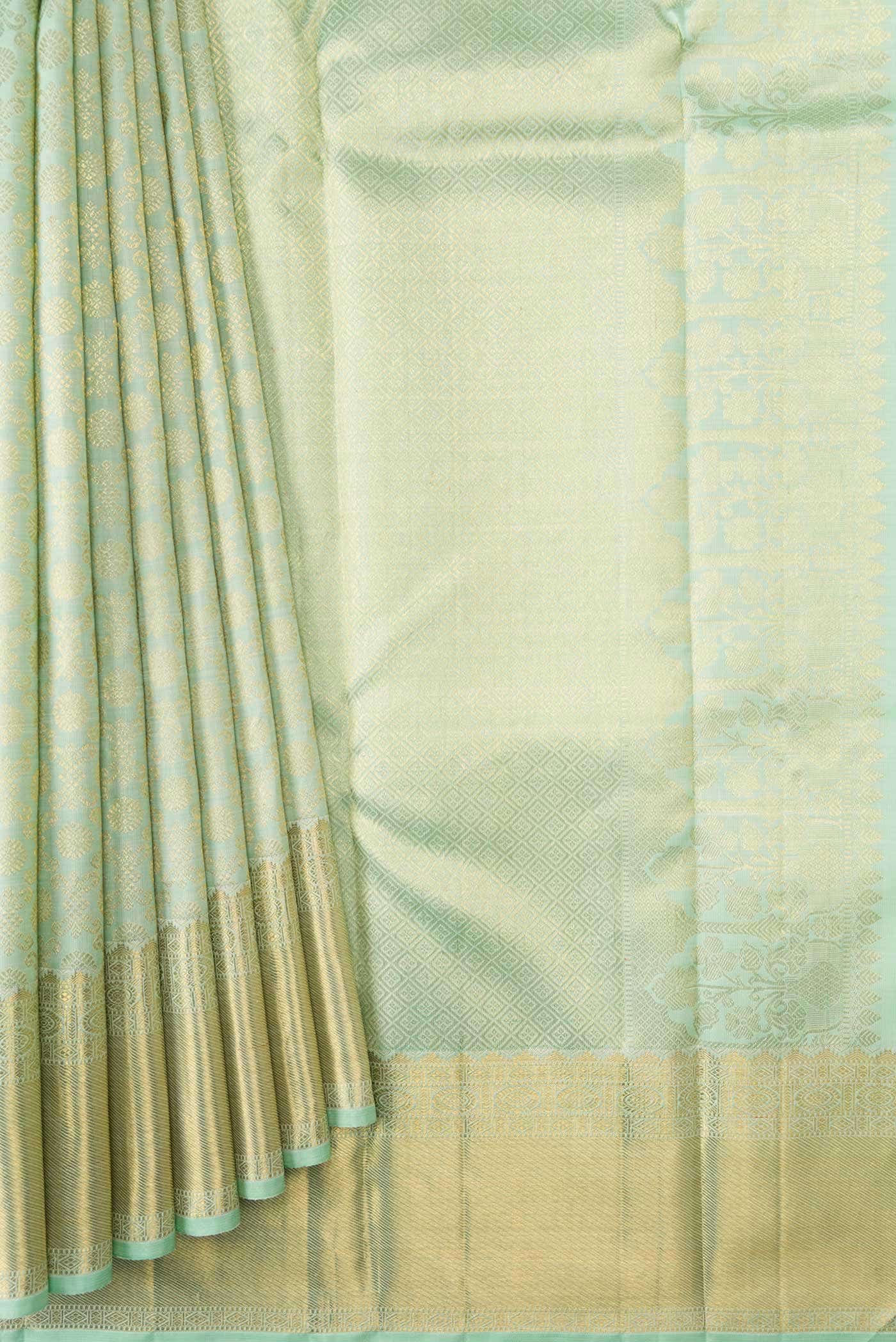 Pure Silk Pure Zari Light Green Kanchipuram Saree