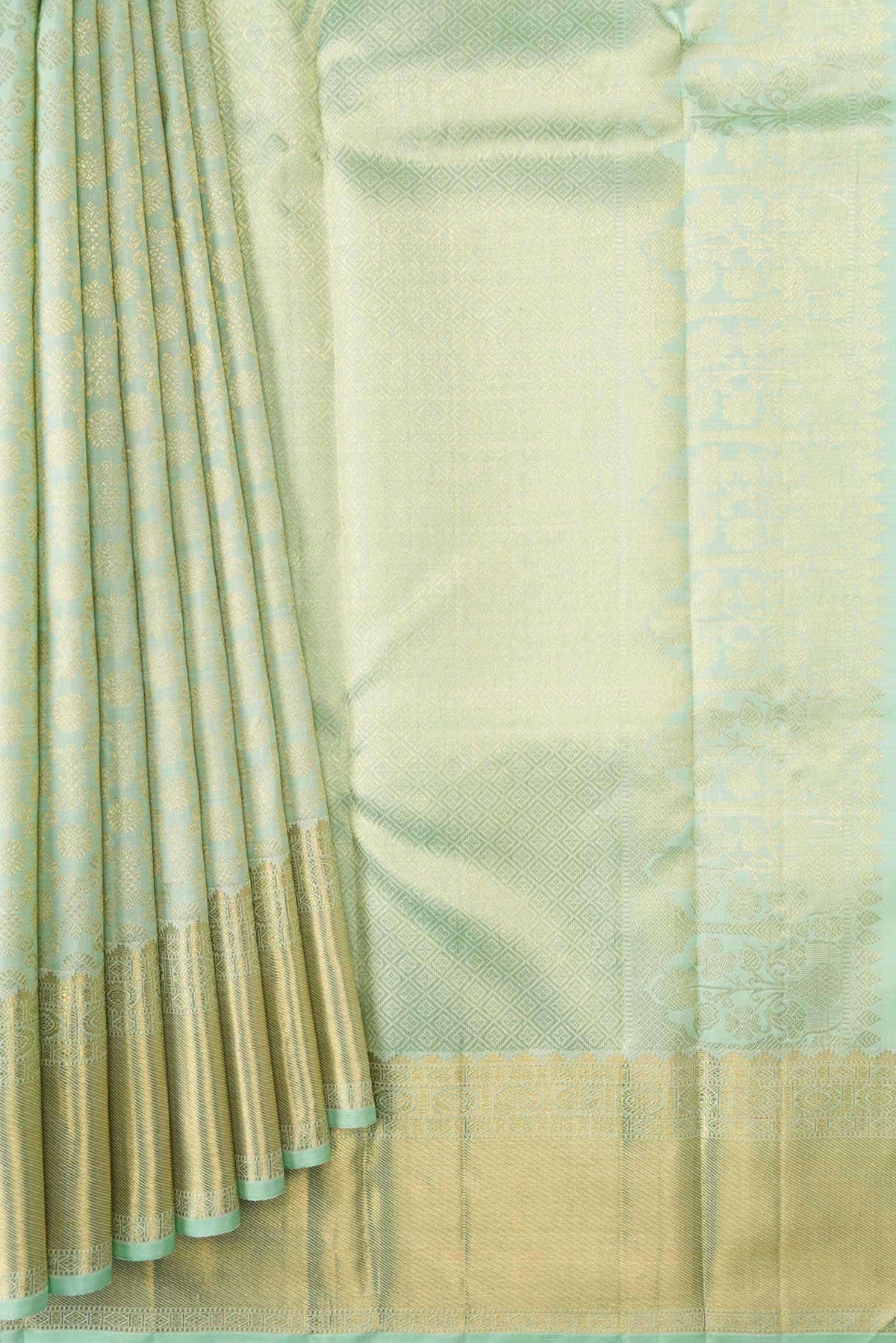 Pure Silk Pure Zari Light Green Kanjivaram Saree