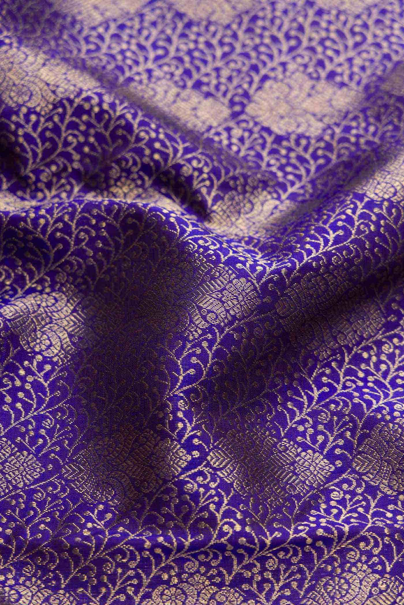 Pure Silk Pure Zari Royal Blue Kanchipuram Saree
