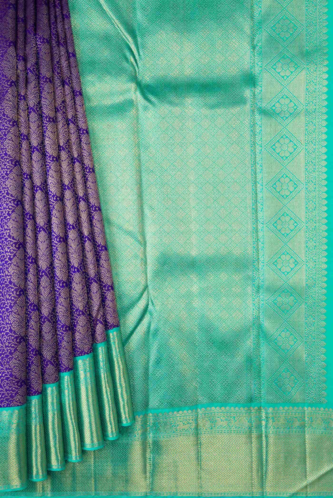 Pure Silk Pure Zari Royal Blue Kanchipuram Saree