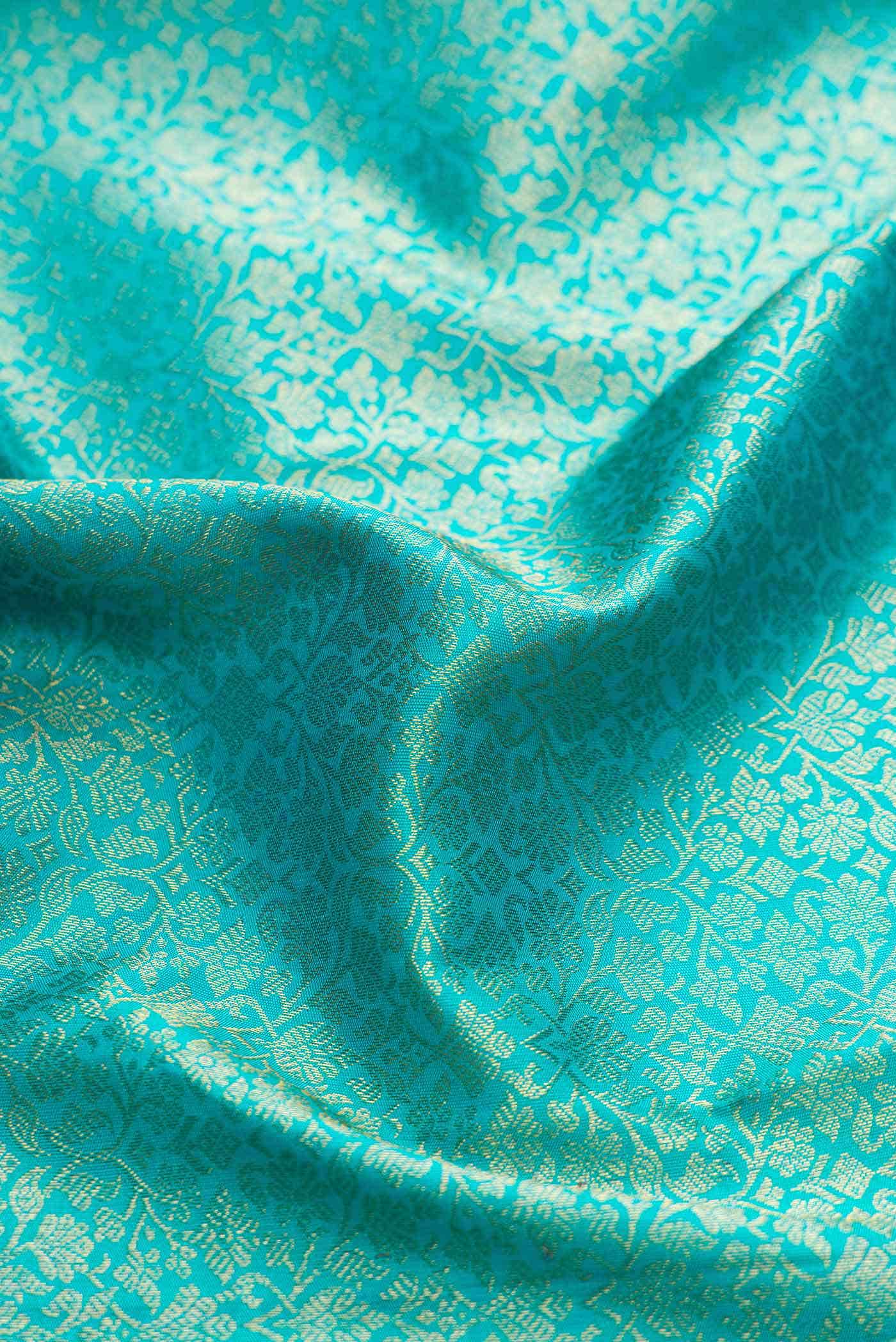 Pure Silk Pure Zari Sky Blue Kanjivaram Saree