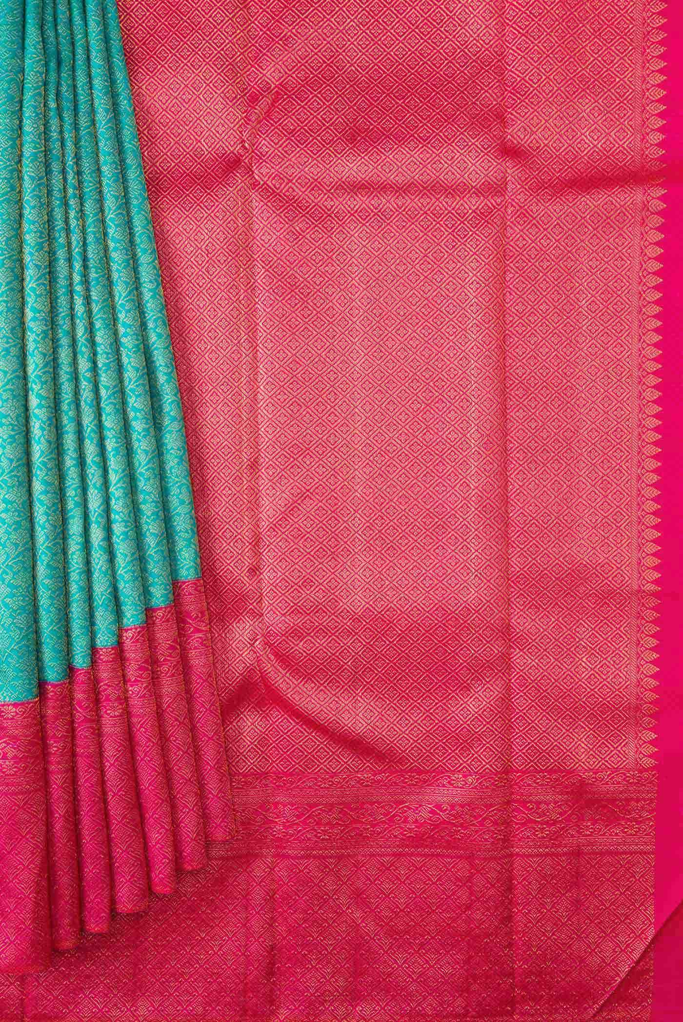 Pure Silk Pure Zari Sky Blue Kanjivaram Saree
