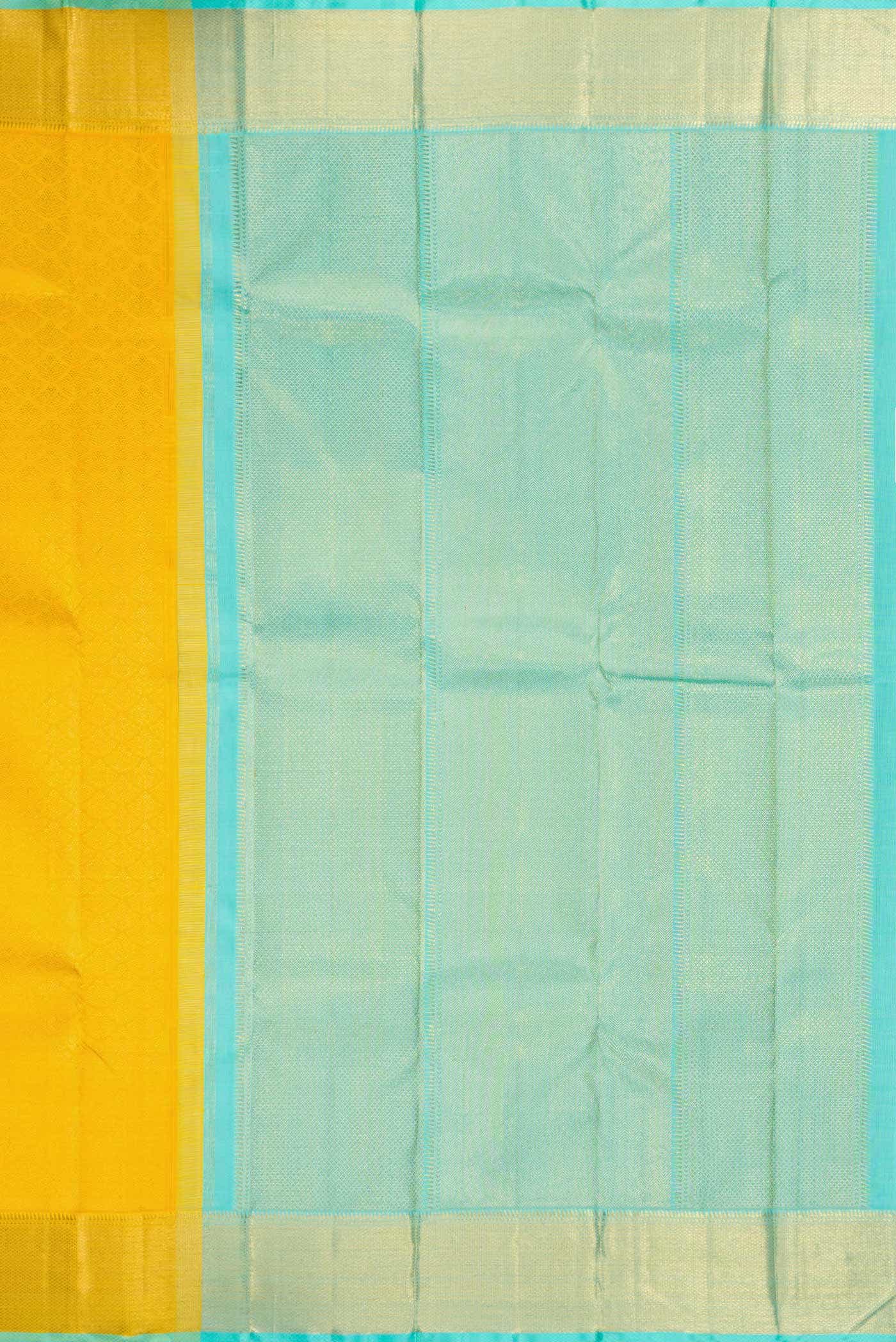 Pure Silk Pure Zari Yellow Dual Tone Kanchipuram Saree