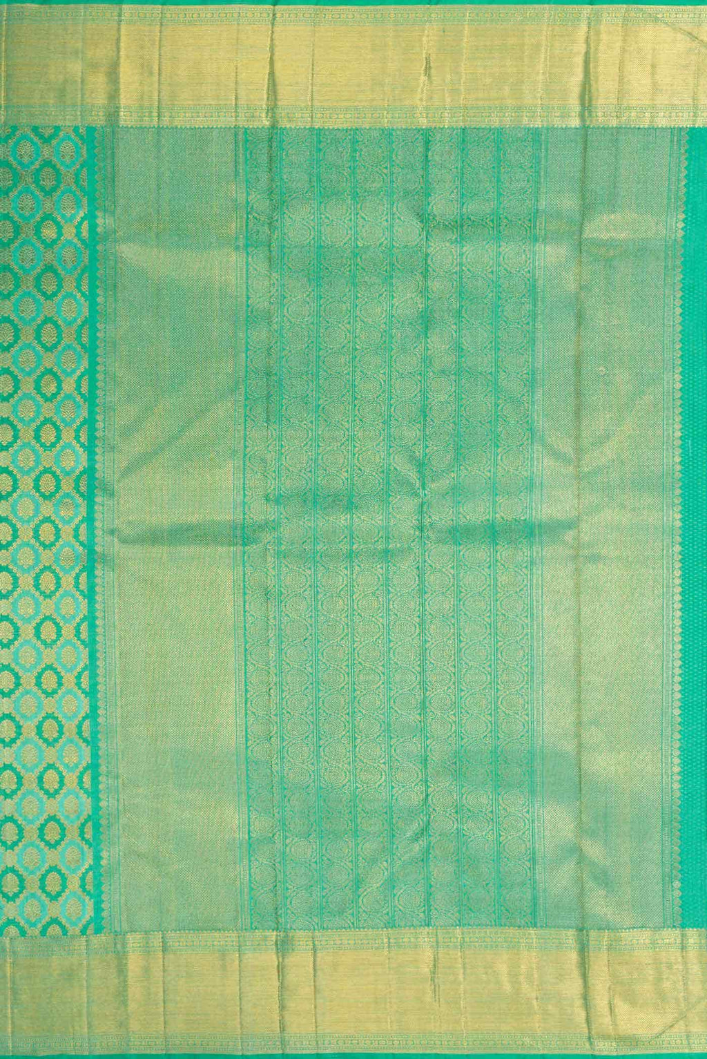 Pure Silk Pure Zari Green Dual Tone Kanchipuram Saree