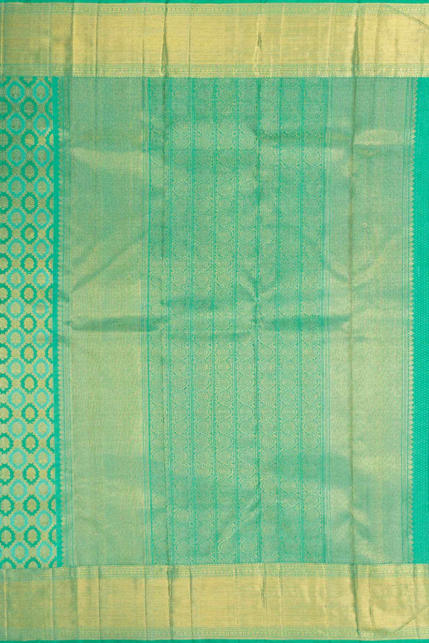 Pure Silk Pure Zari Green Dual Tone Kanchipuram Saree