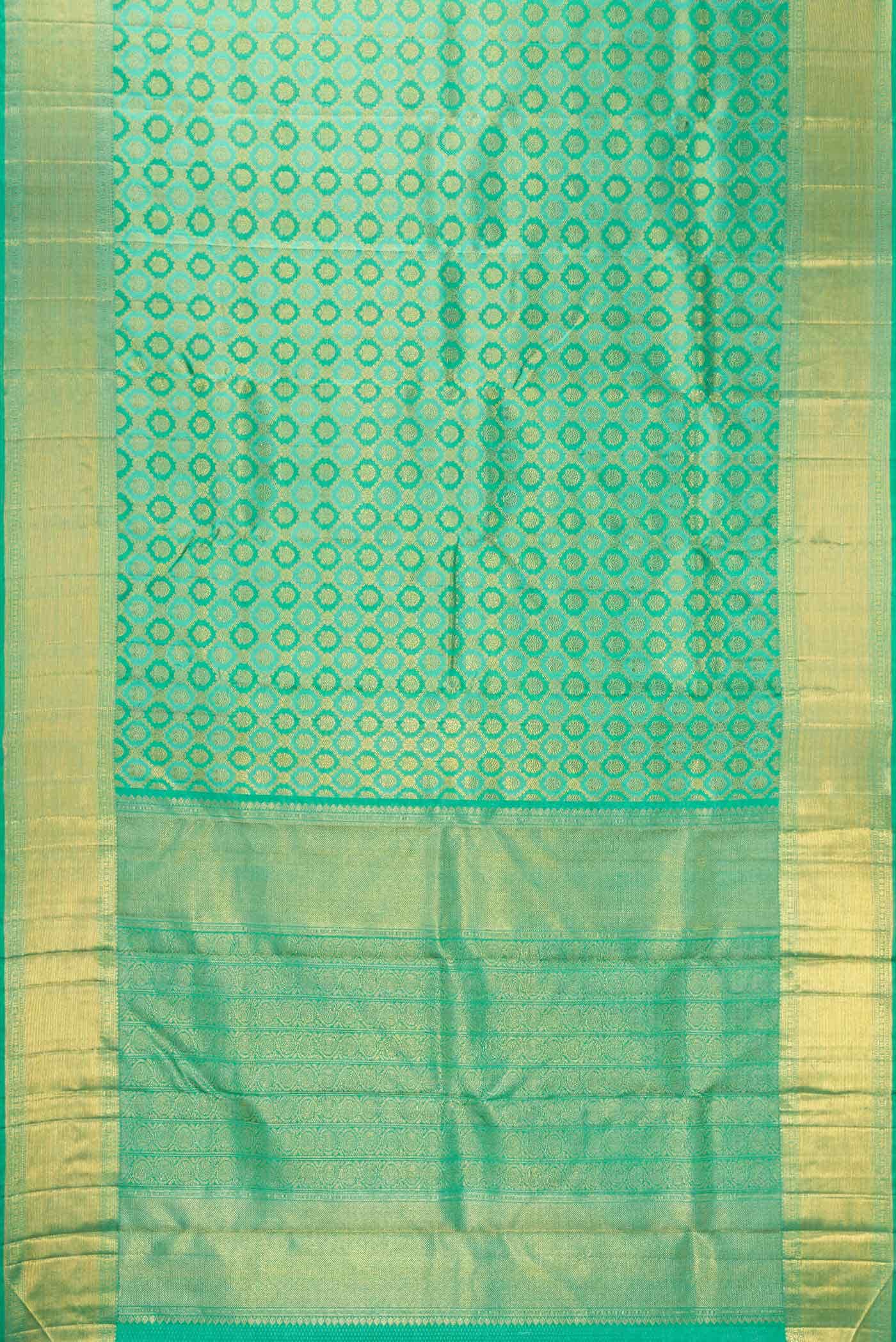 Pure Silk Pure Zari Green Dual Tone Kanchipuram Saree