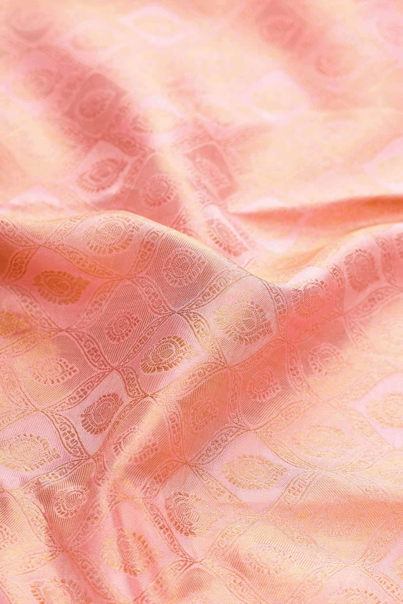 Pure Silk Pure Zari Rose pink Kanjivaram Saree