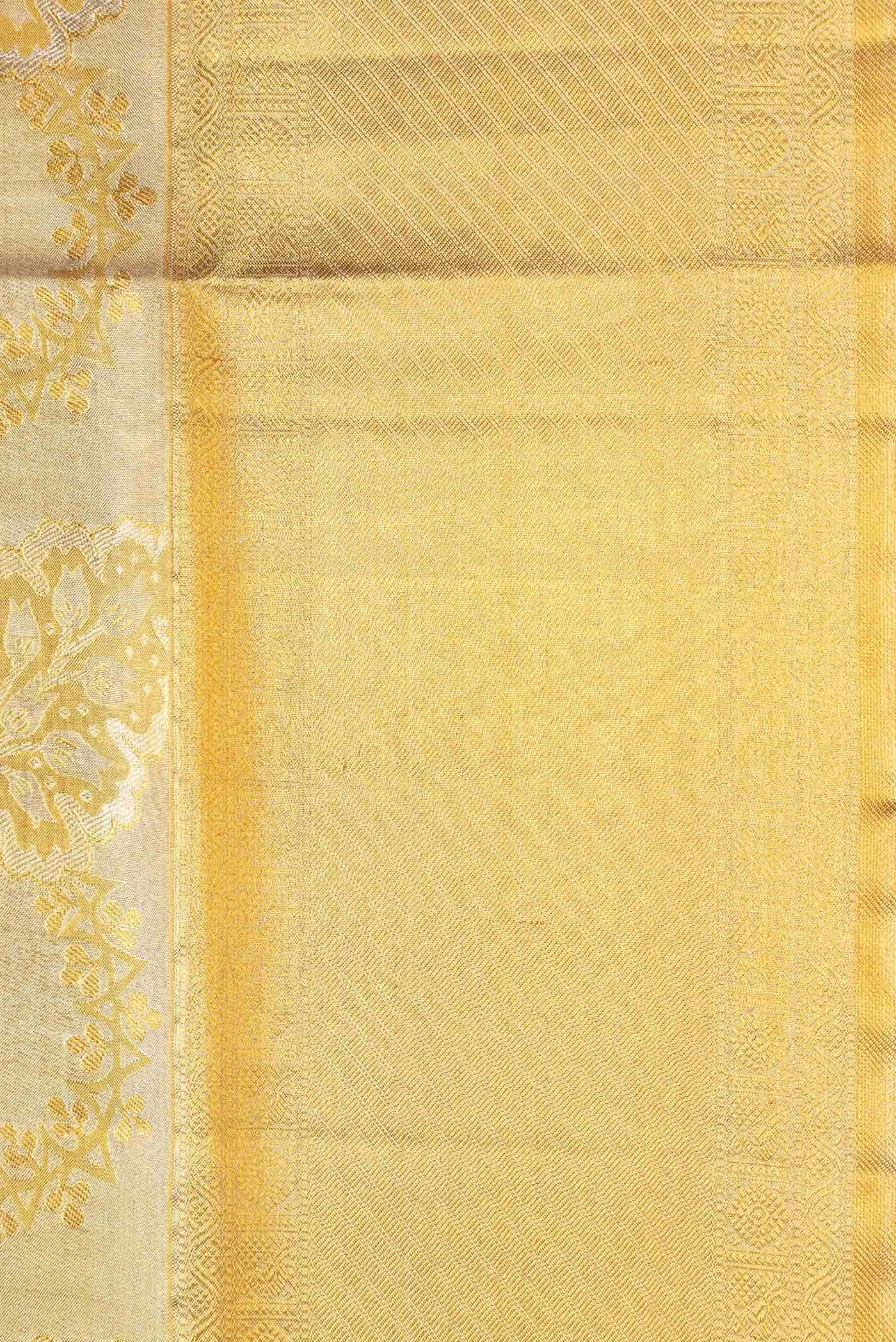 Pure Silk Pure Zari Gold Dual Tone Kanchipuram Tissue Saree