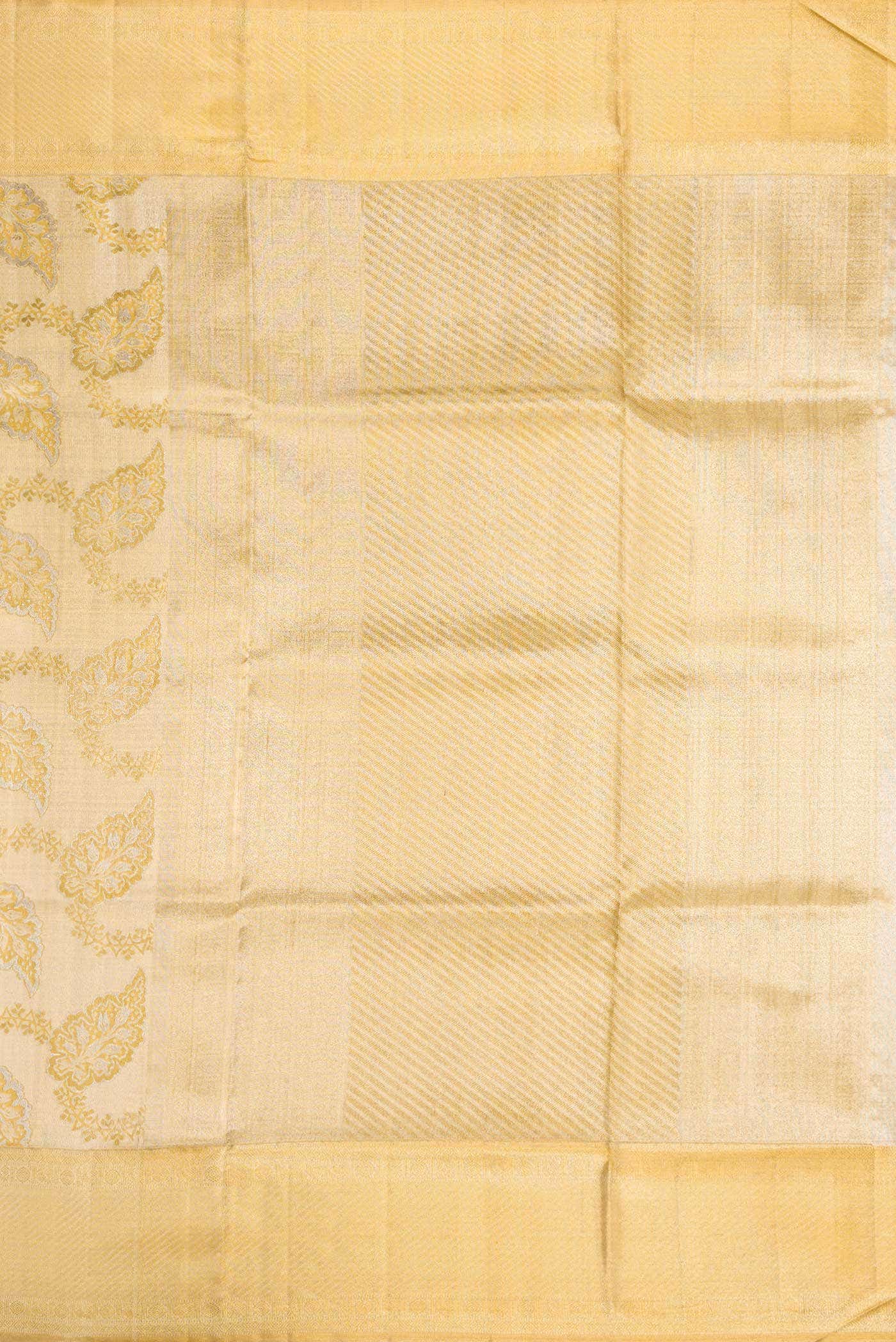 Pure Silk Pure Zari Gold Dual Tone Kanchipuram Tissue Saree