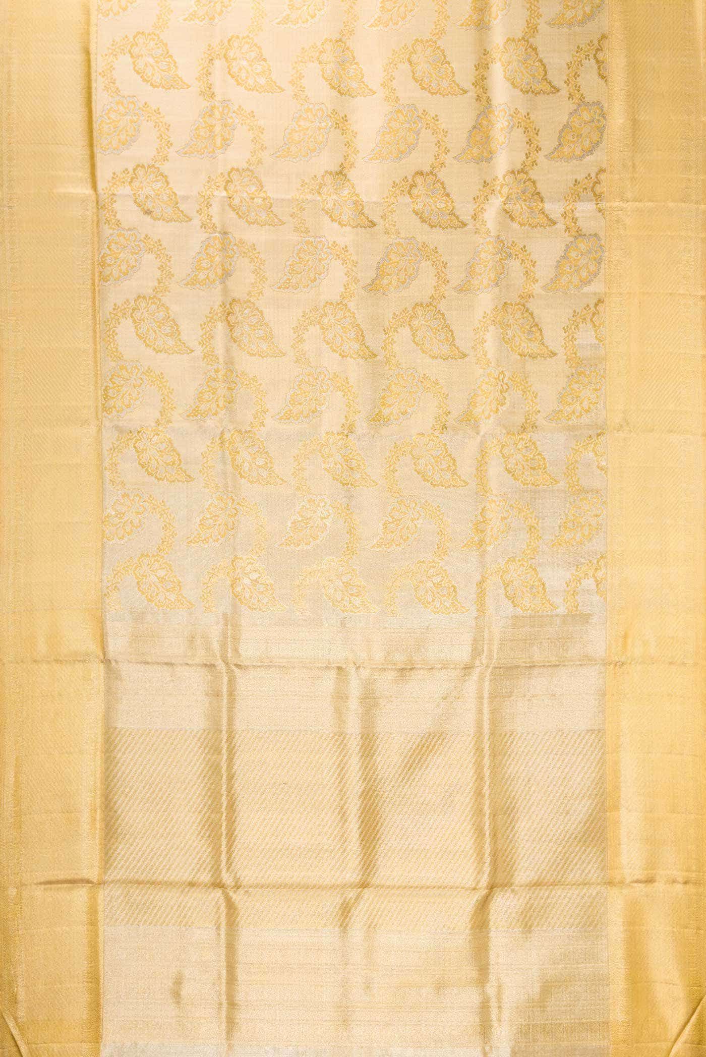 Pure Silk Pure Zari Gold Dual Tone Kanchipuram Tissue Saree