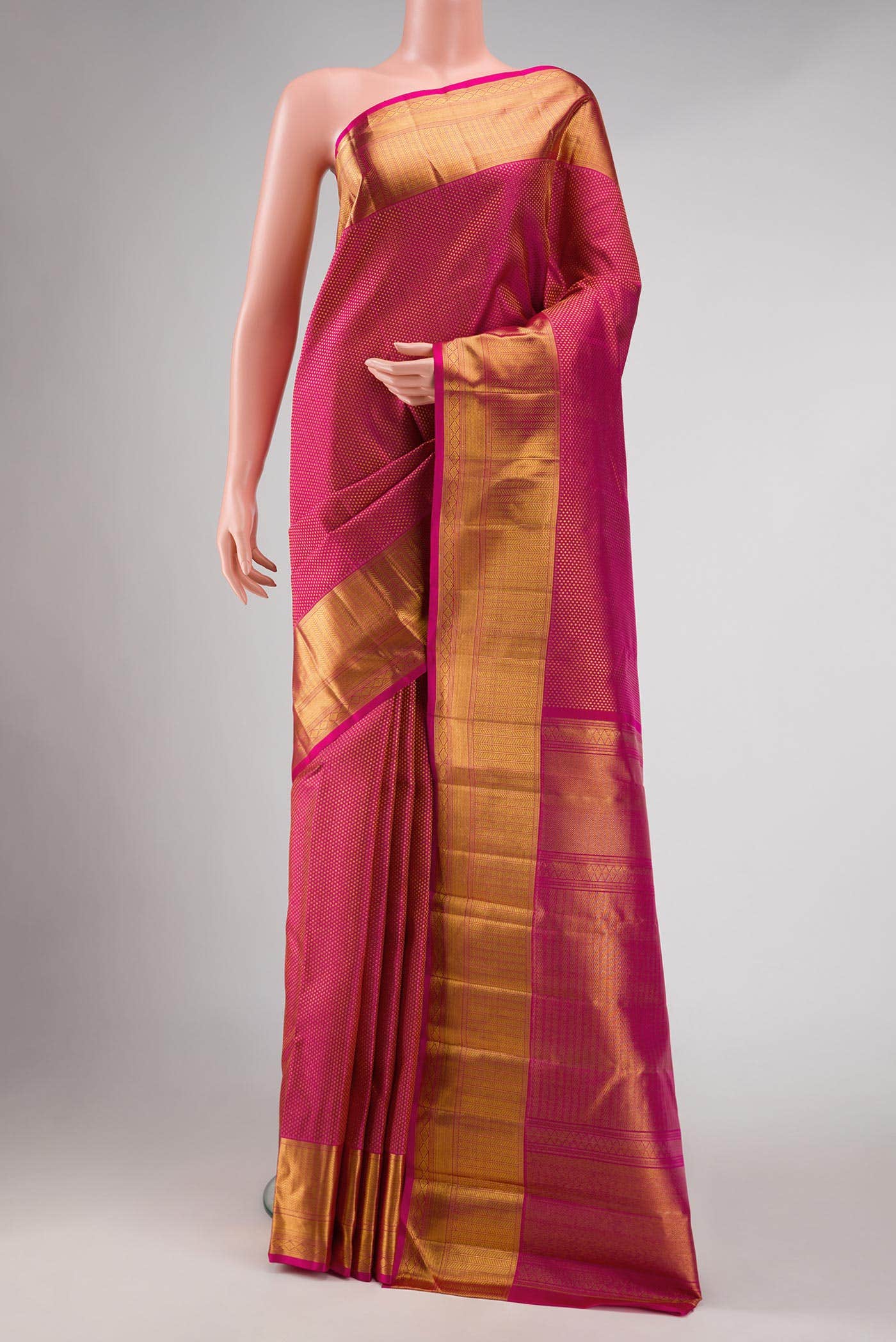 Pure Silk Pure Zari Pink Kanchipuram Saree