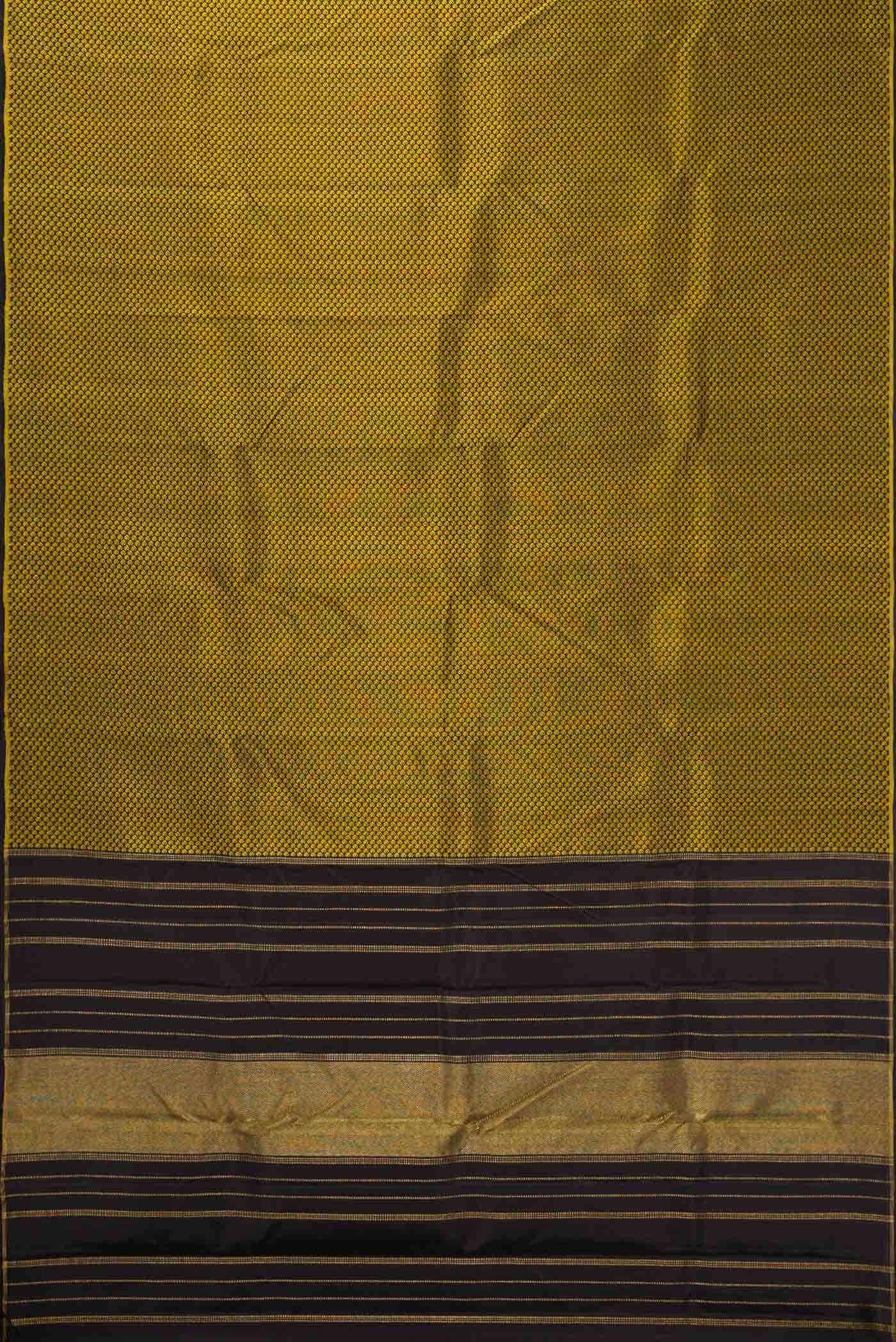 Pure Silk Pure Zari Black Dual Tone Kanchipuram Saree