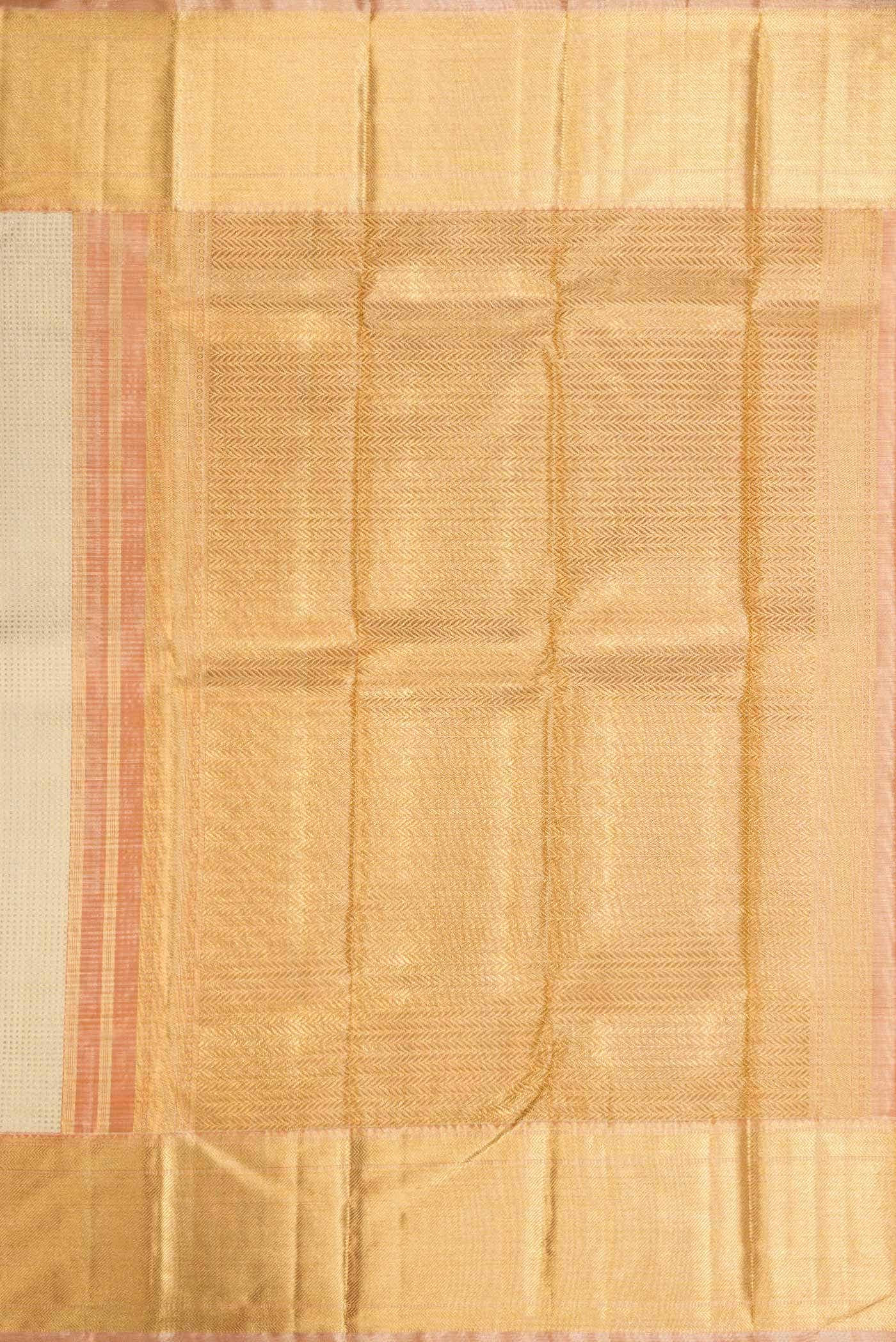 Pure Silk Pure Zari Gold Dual Tone Kanchipuram Tissue Saree