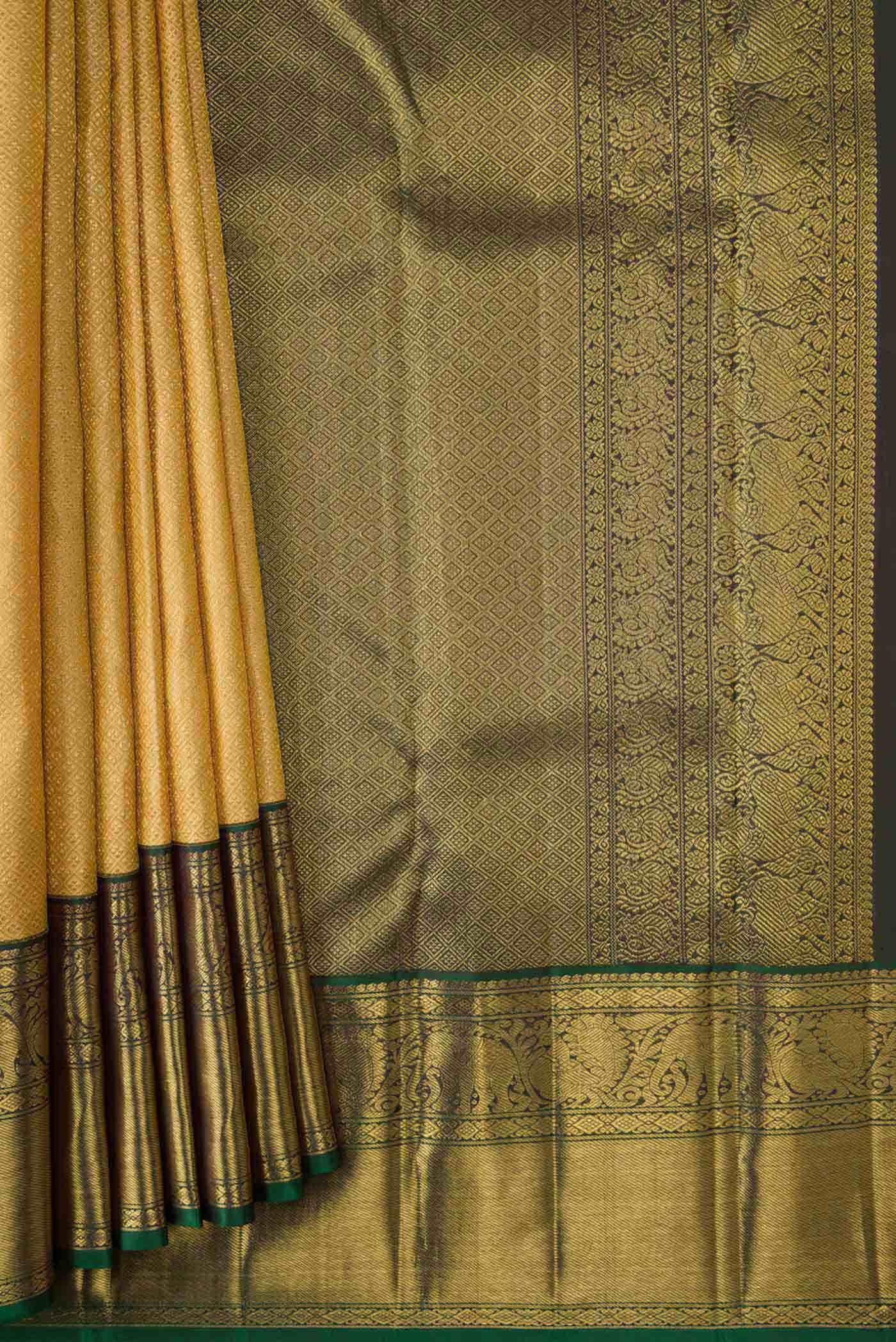 Pure Silk Pure Zari Gold Kanchipuram Saree