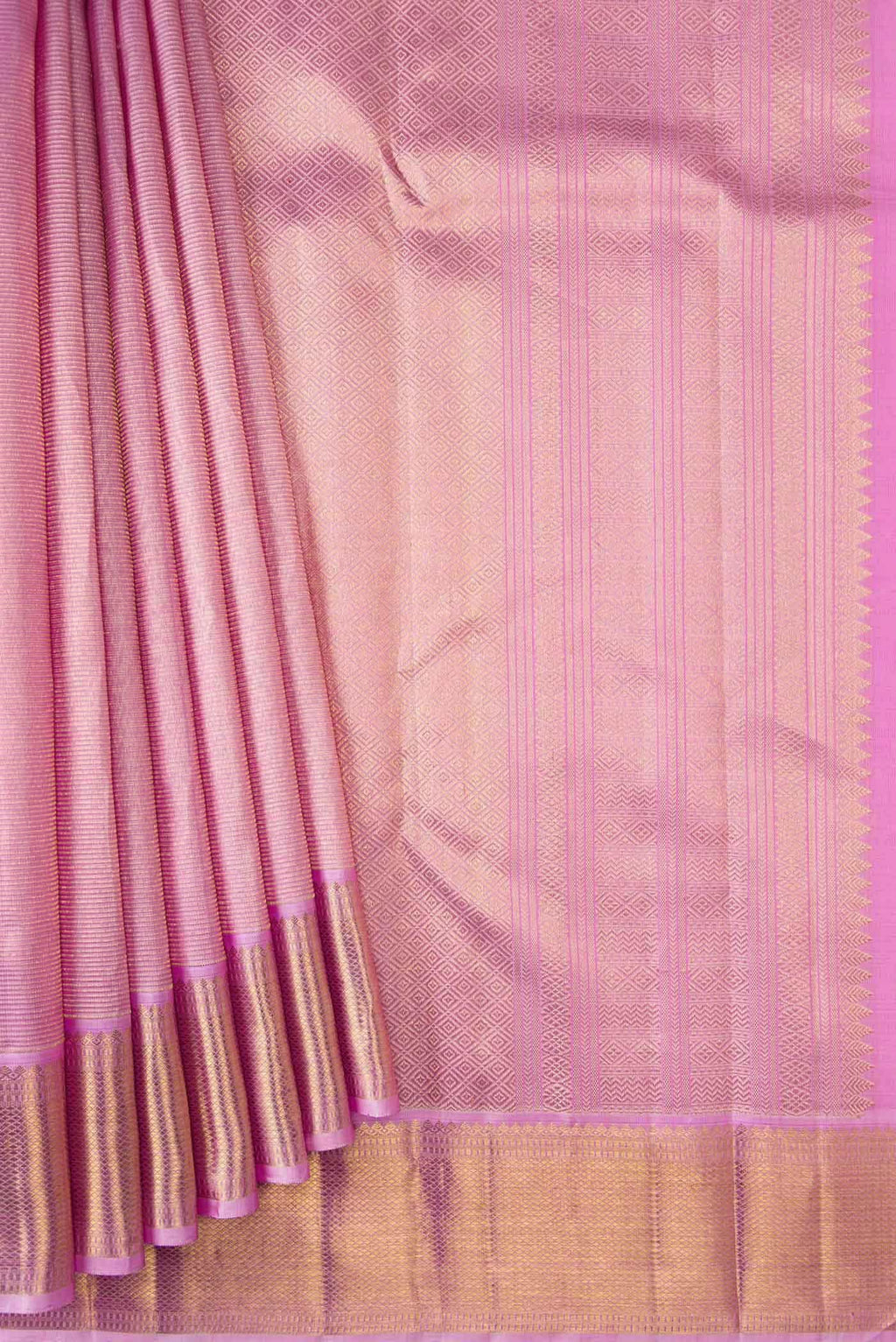 Pure Silk Pure Zari Lavender Kanchipuram Tissue Saree