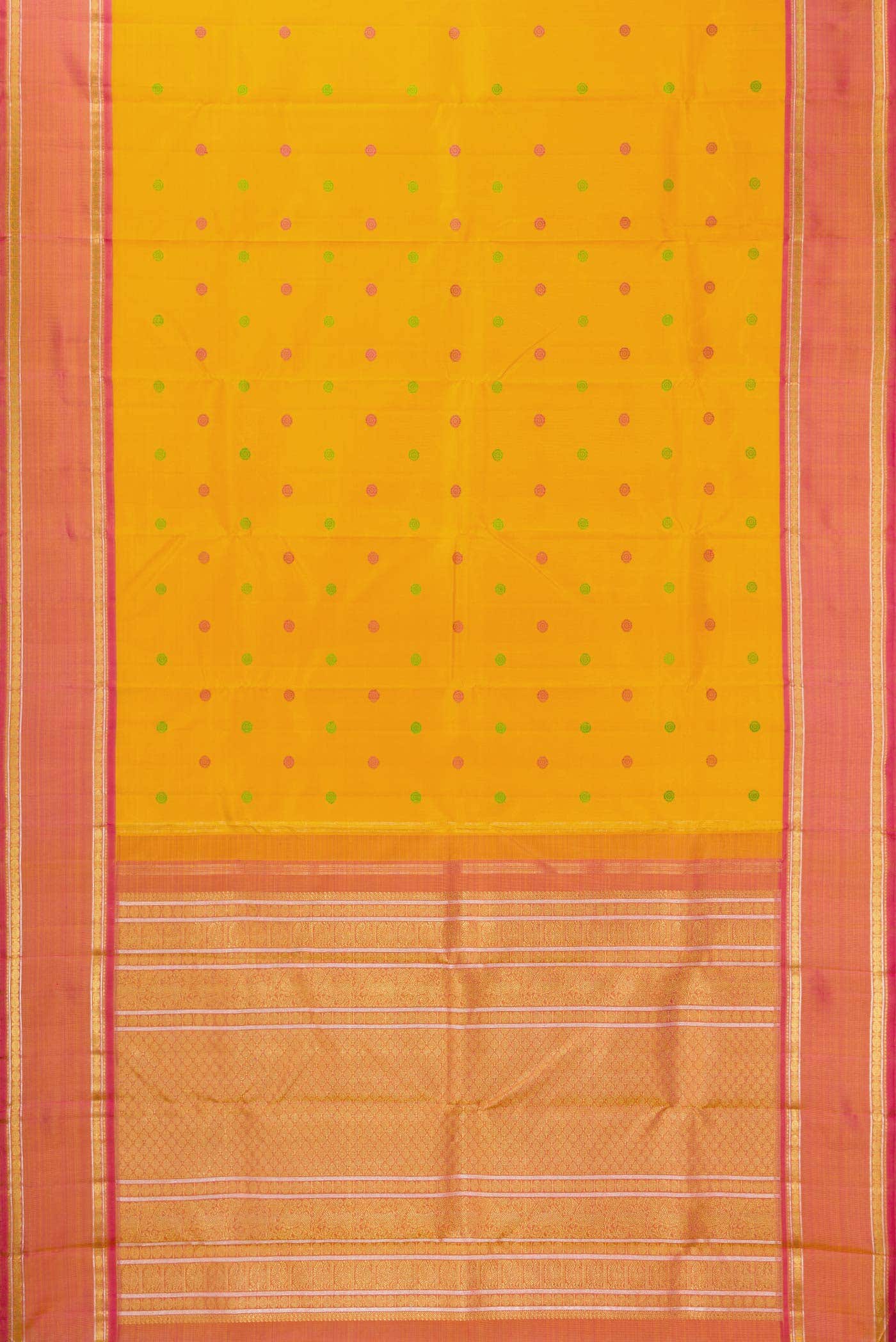 Pure Silk Pure Zari Mustard Kanchipuram Saree