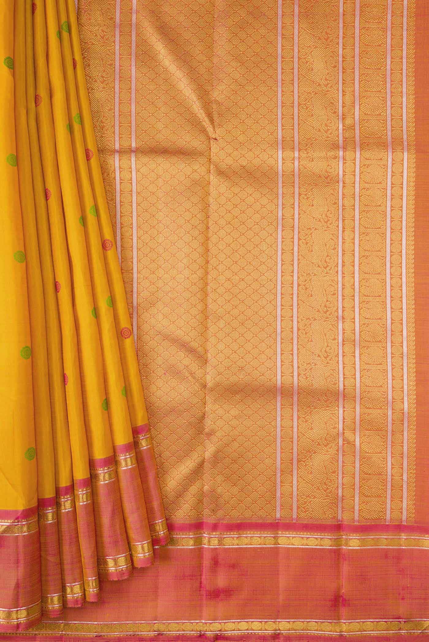 Pure Silk Pure Zari Mustard Kanchipuram Saree