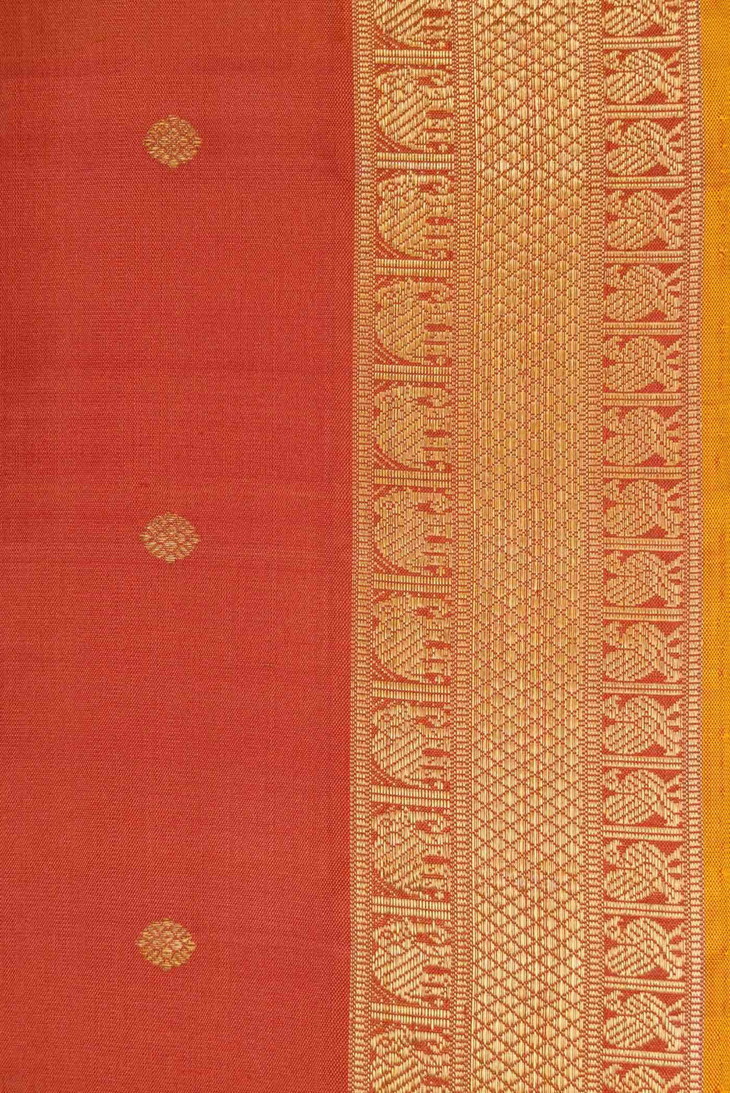 Pure Silk Pure Zari Brick Orange Kanchipuram Saree