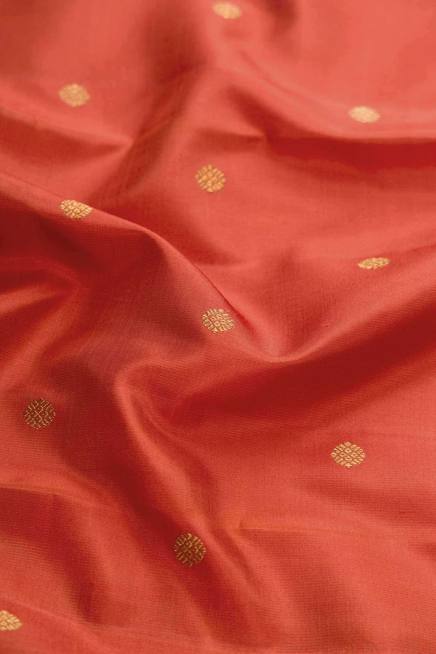 Pure Silk Pure Zari Brick Orange Kanchipuram Saree