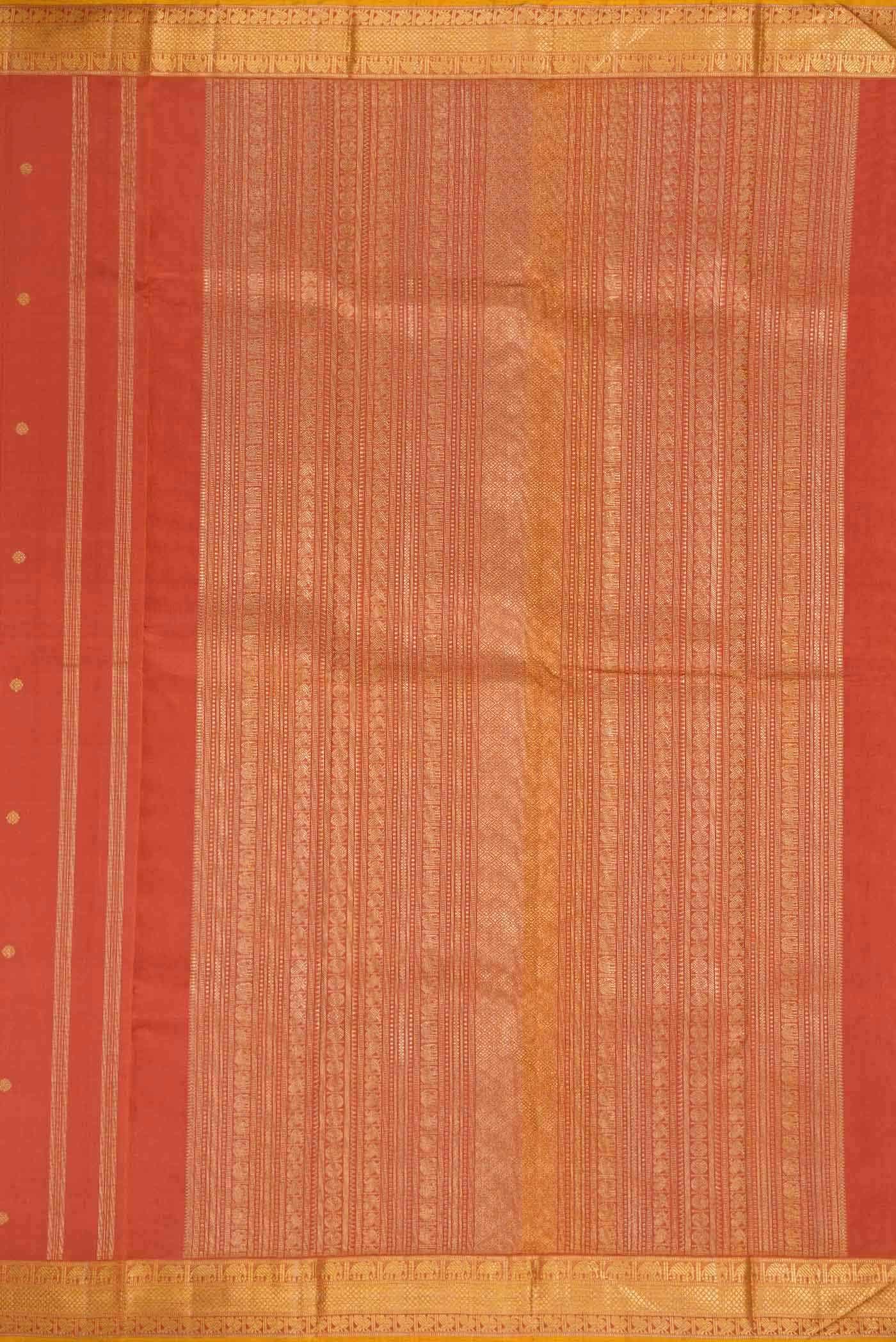 Pure Silk Pure Zari Brick Orange Kanchipuram Saree
