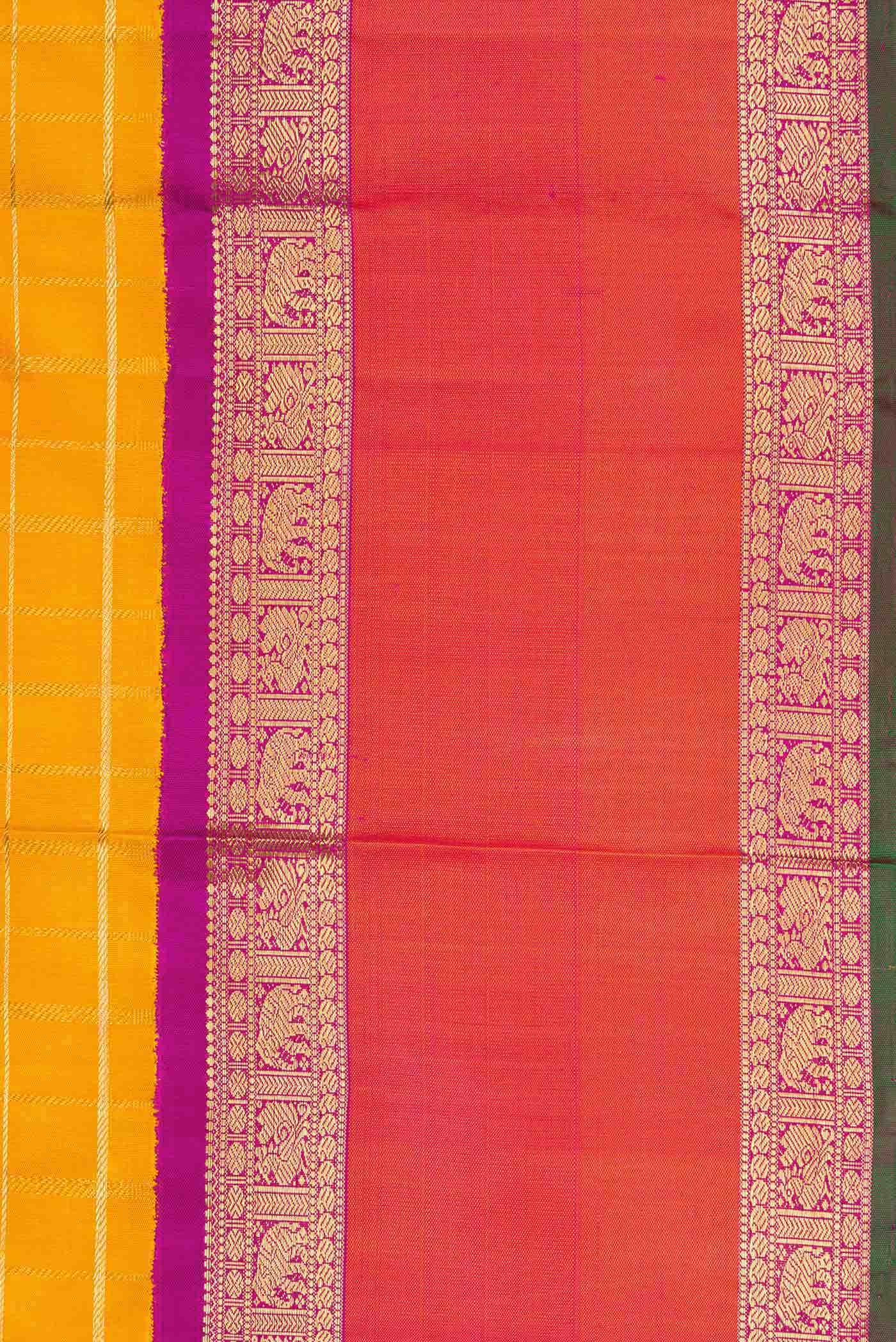 Pure Silk Pure Zari Mustard Dual Tone Kanchipuram Saree