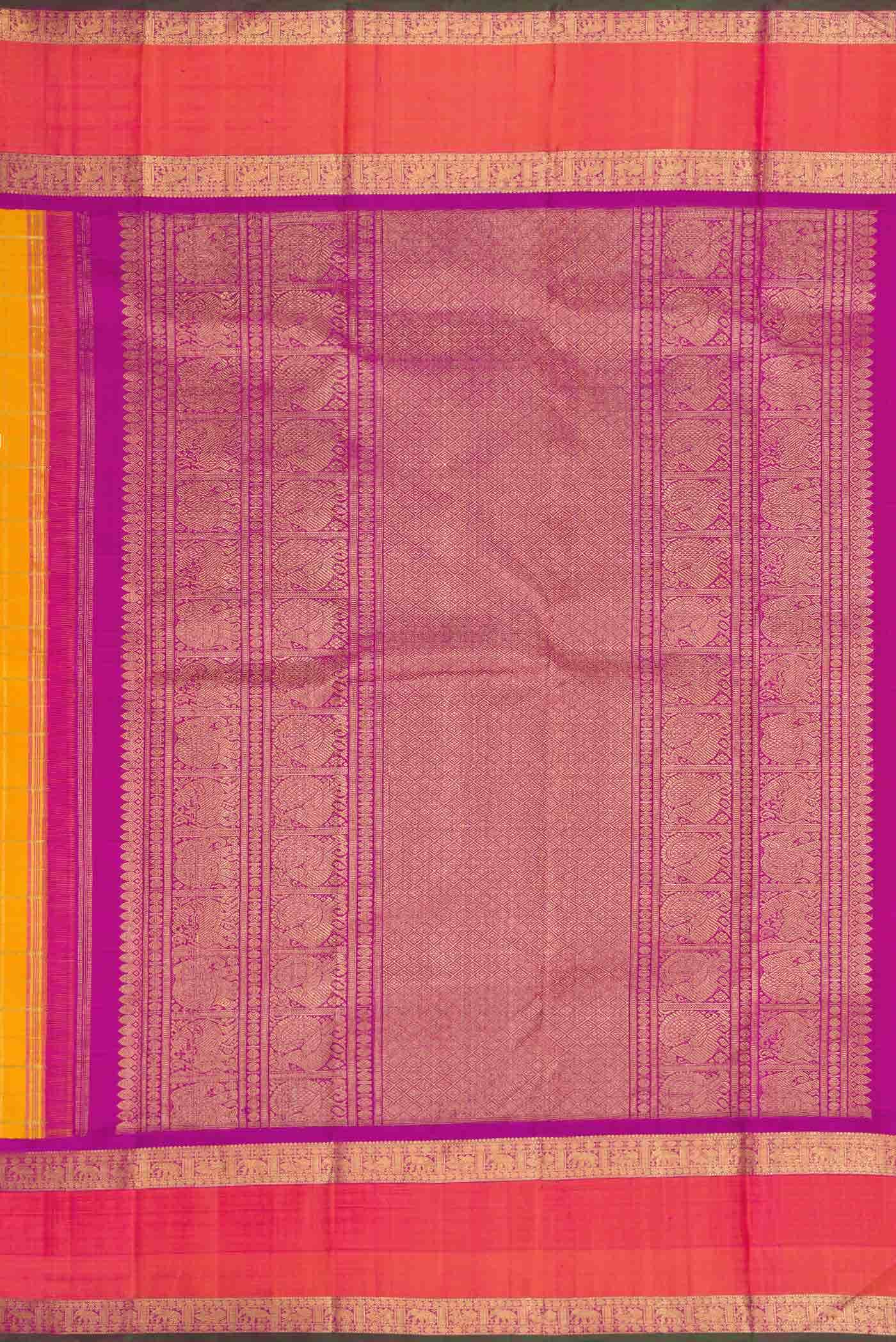 Pure Silk Pure Zari Mustard Dual Tone Kanchipuram Saree