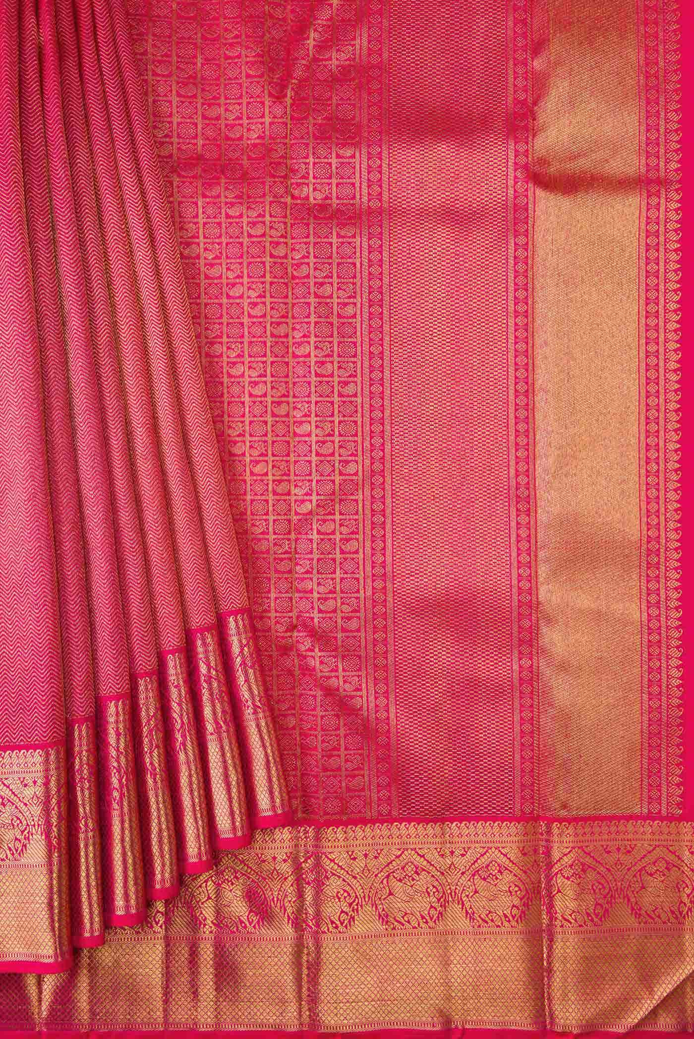 Pure Silk Pure Zari Pink Kanchipuram Saree