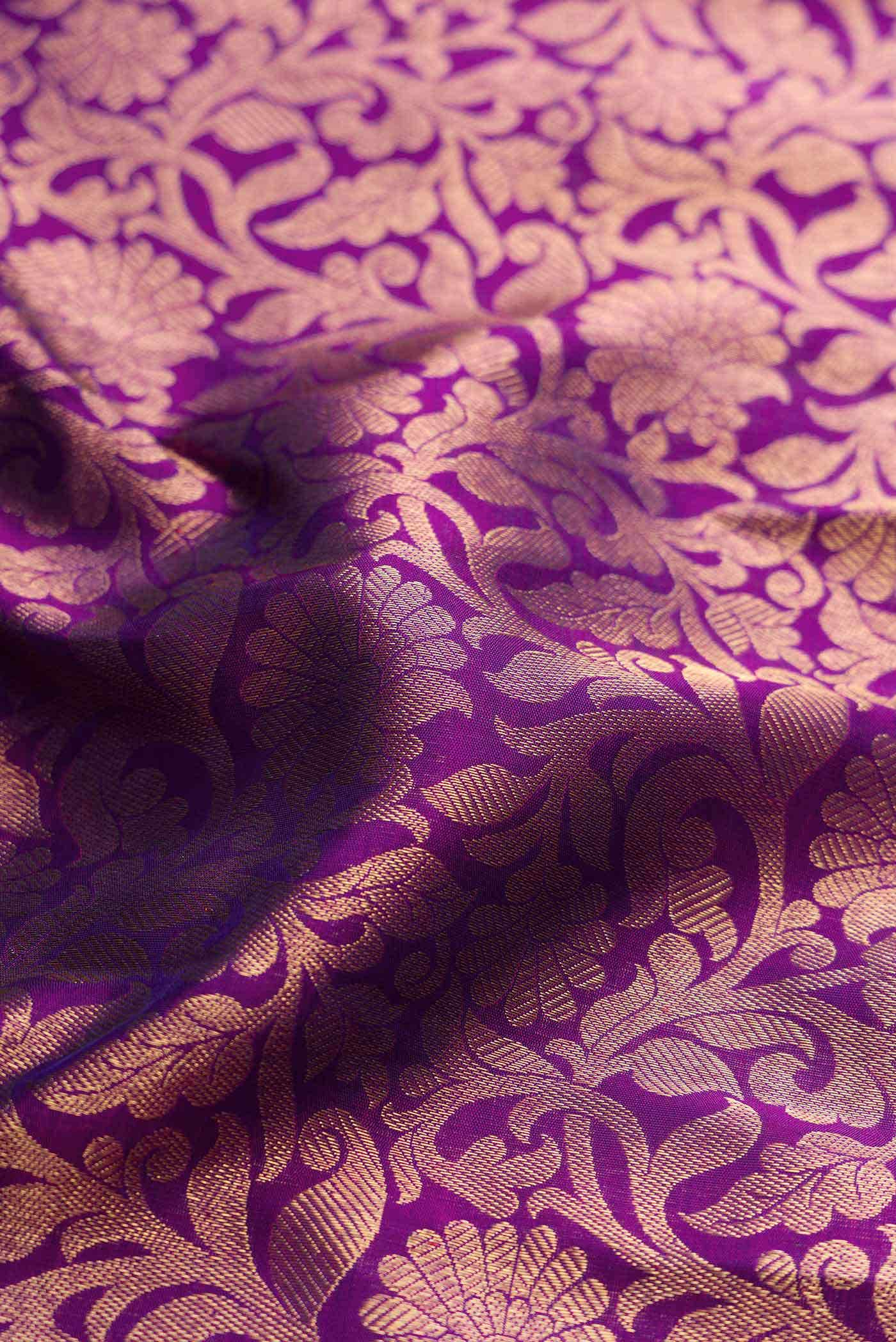 Pure Silk Pure Zari Purple Dual Tone Kanchipuram Saree