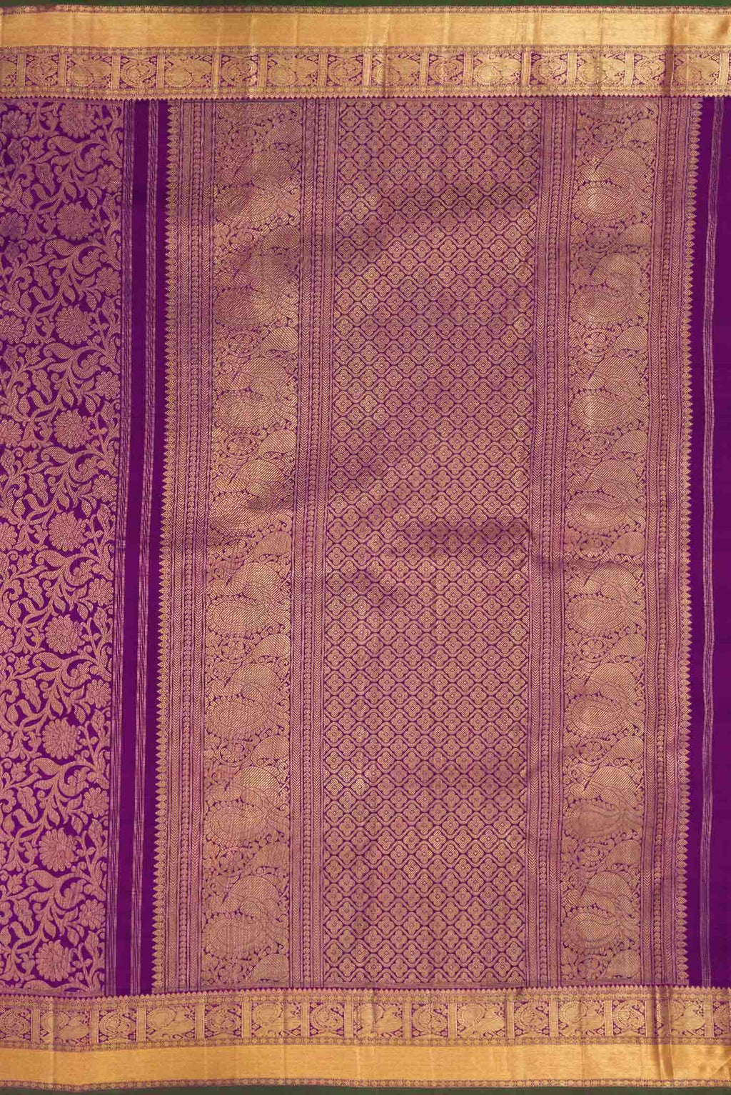 Pure Silk Pure Zari Purple Dual Tone Kanchipuram Saree