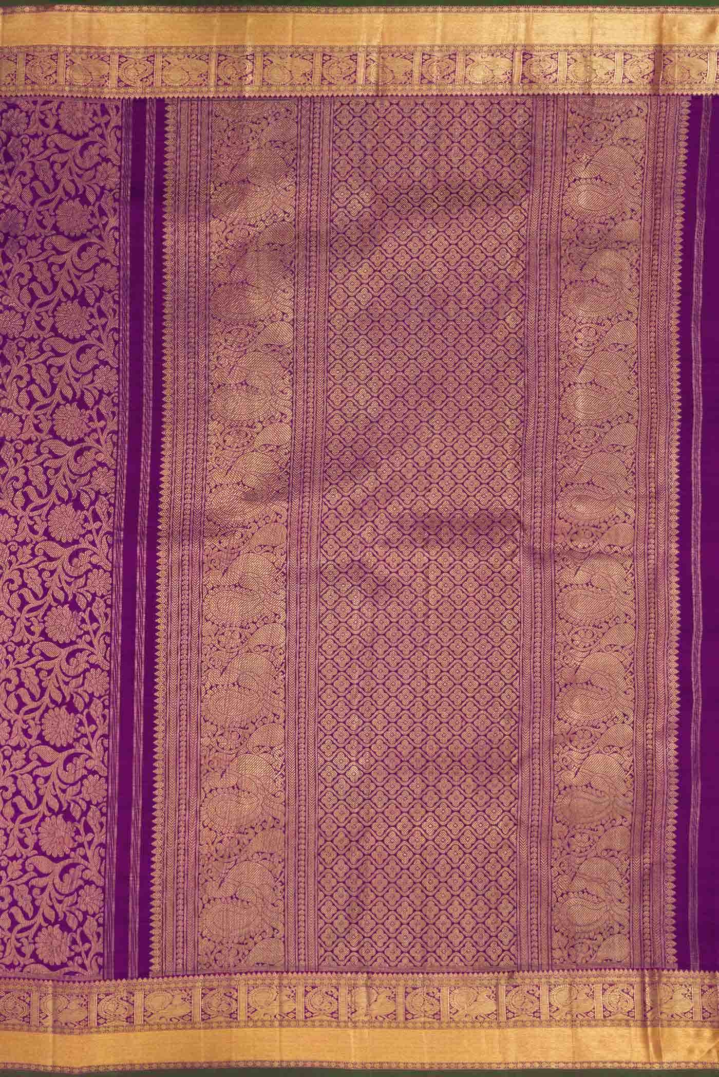 Pure Silk Pure Zari Purple Dual Tone Kanchipuram Saree