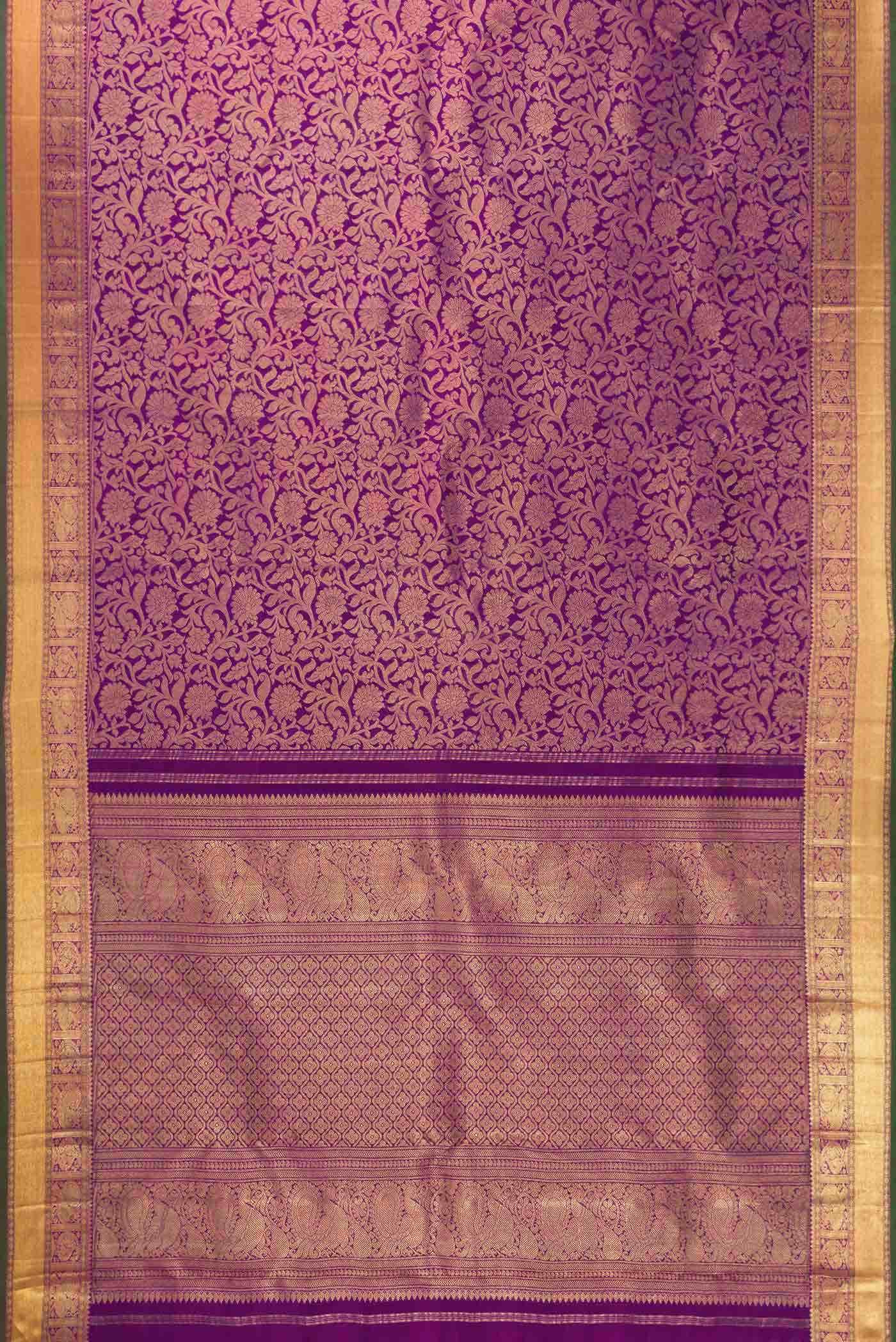 Pure Silk Pure Zari Purple Dual Tone Kanchipuram Saree