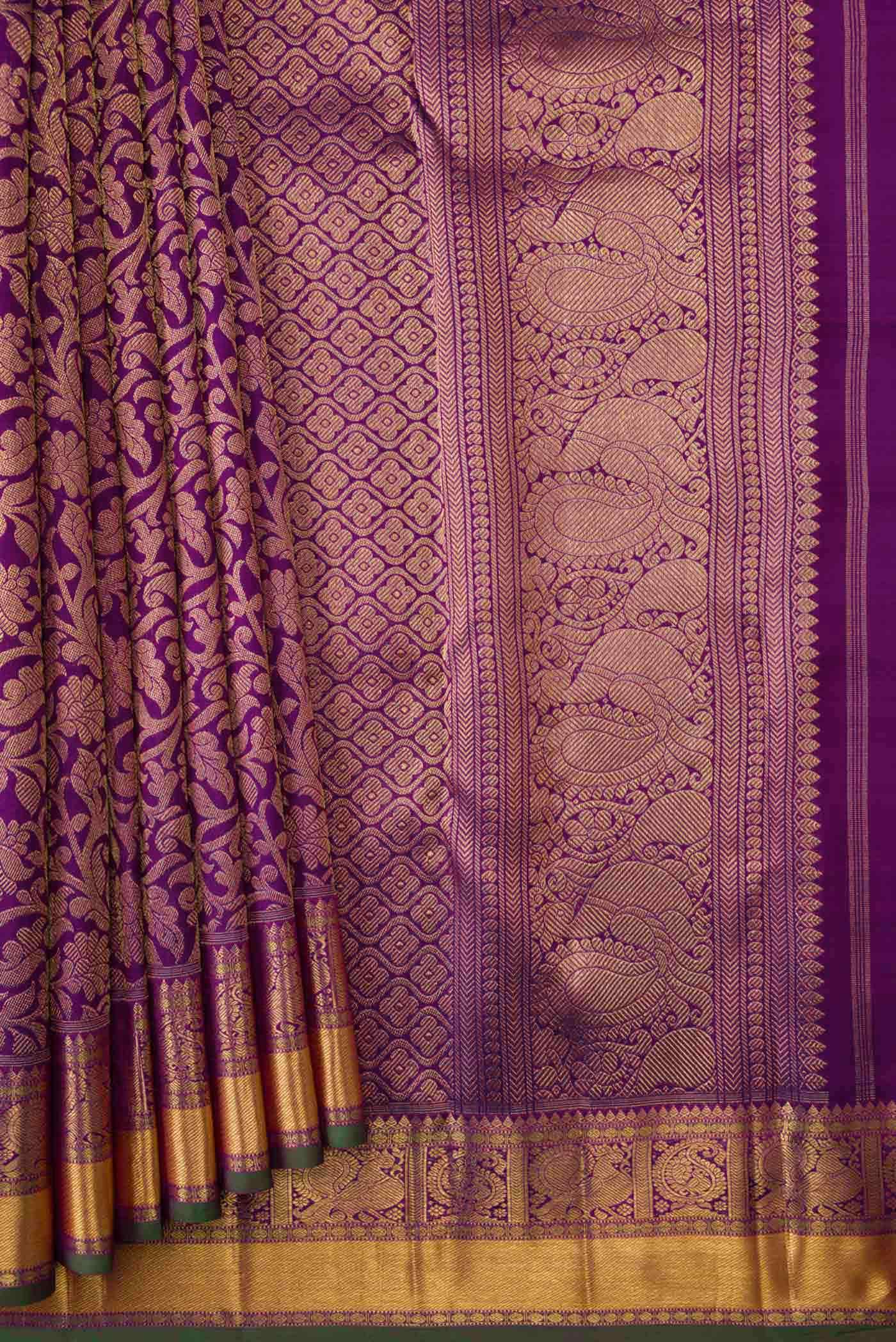 Pure Silk Pure Zari Purple Dual Tone Kanchipuram Saree