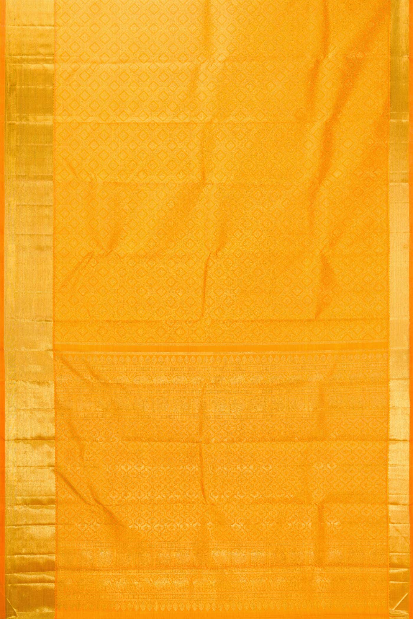Pure Silk Pure Zari Yellow Dual Tone Kanchipuram Saree