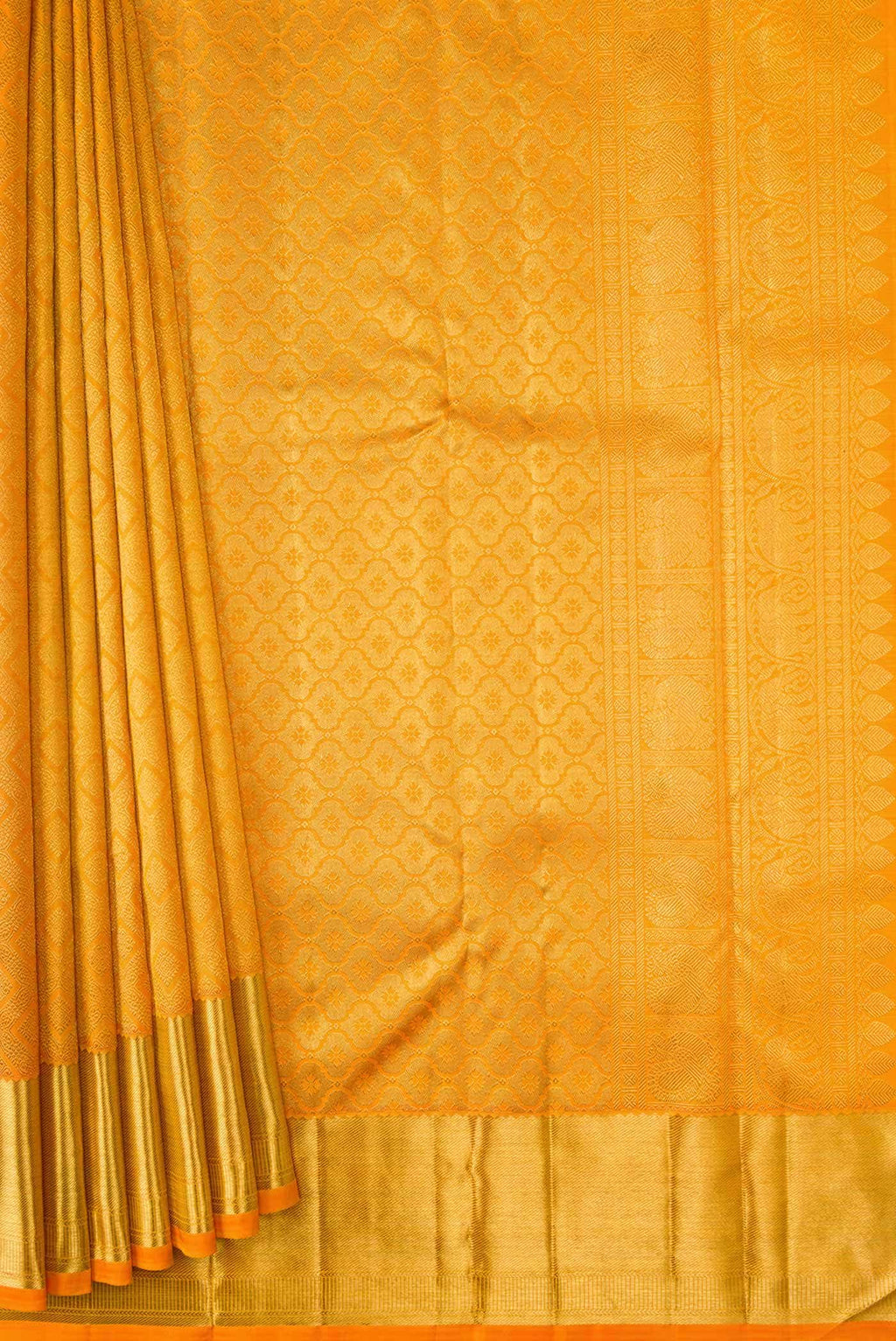 Pure Silk Pure Zari Yellow Dual Tone Kanchipuram Saree