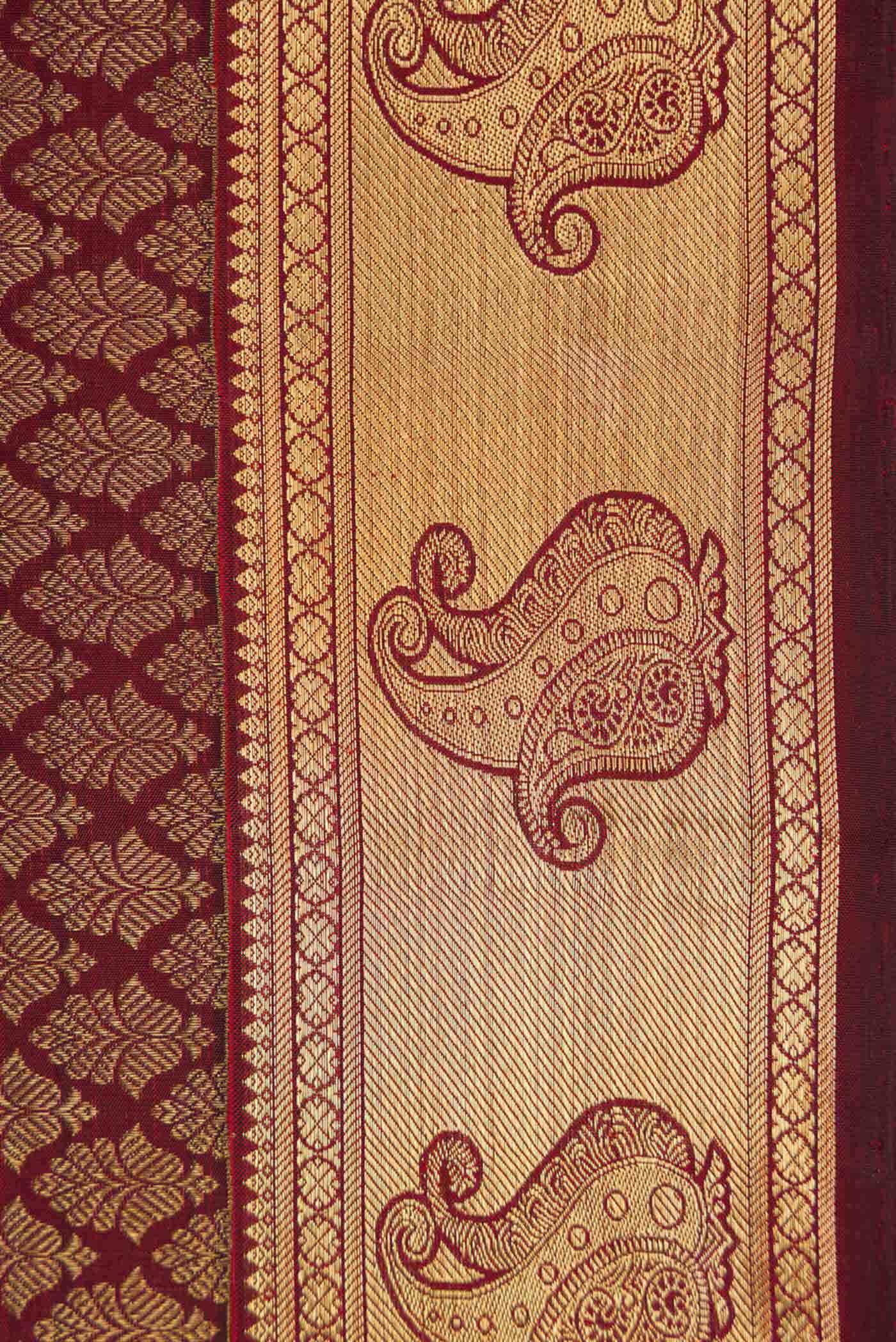 Pure Silk Pure Zari Maroon Dual Tone Kanchipuram Saree