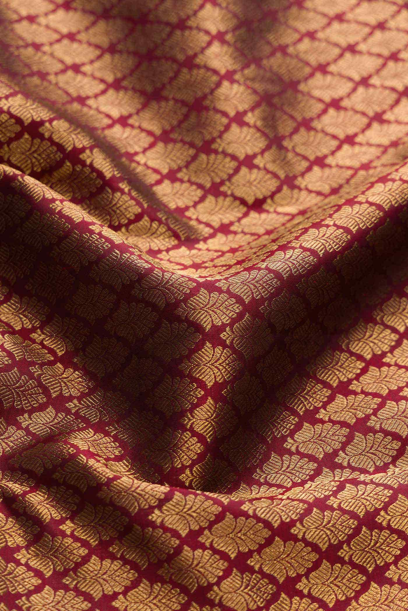Pure Silk Pure Zari Maroon Dual Tone Kanchipuram Saree