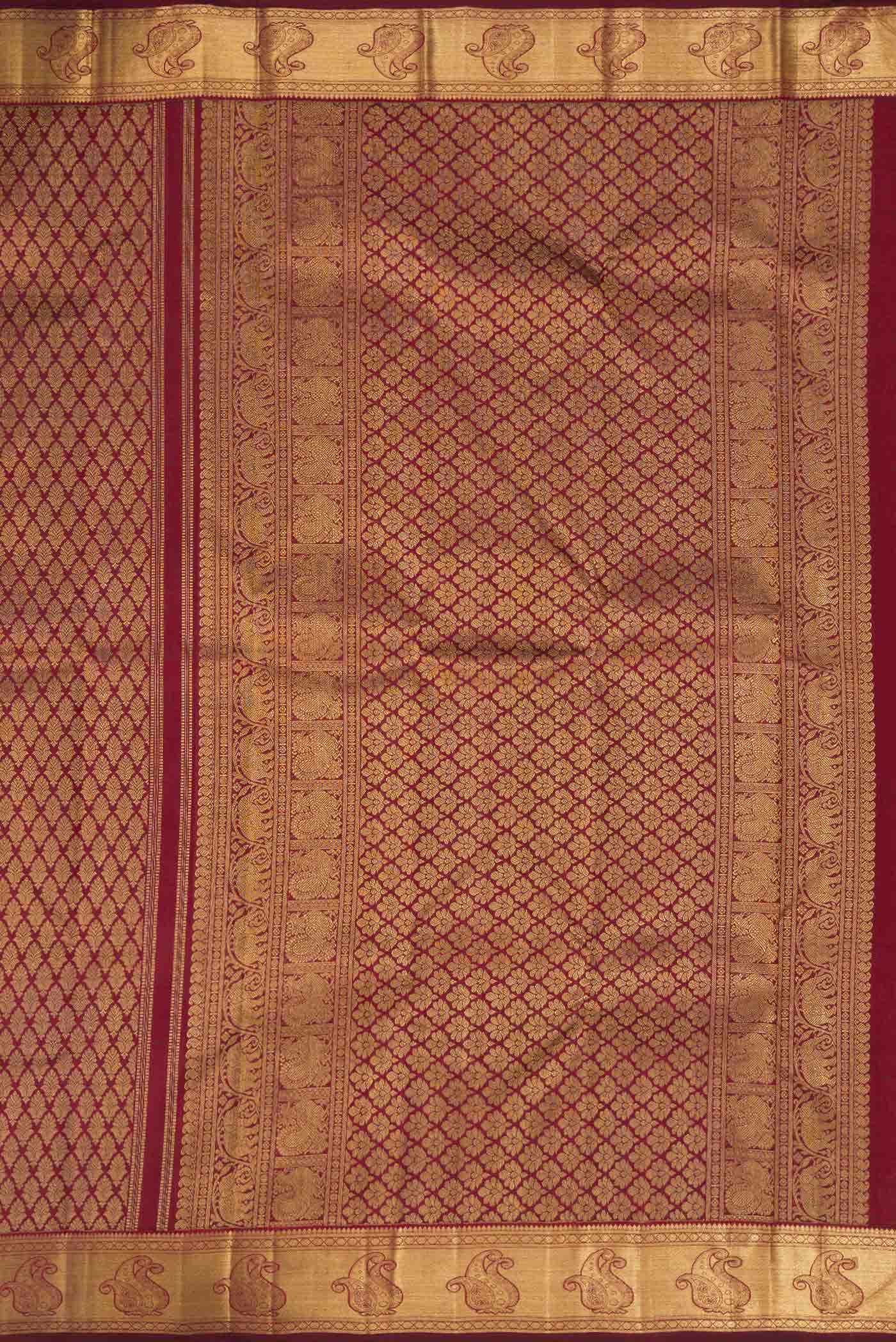 Pure Silk Pure Zari Maroon Dual Tone Kanchipuram Saree