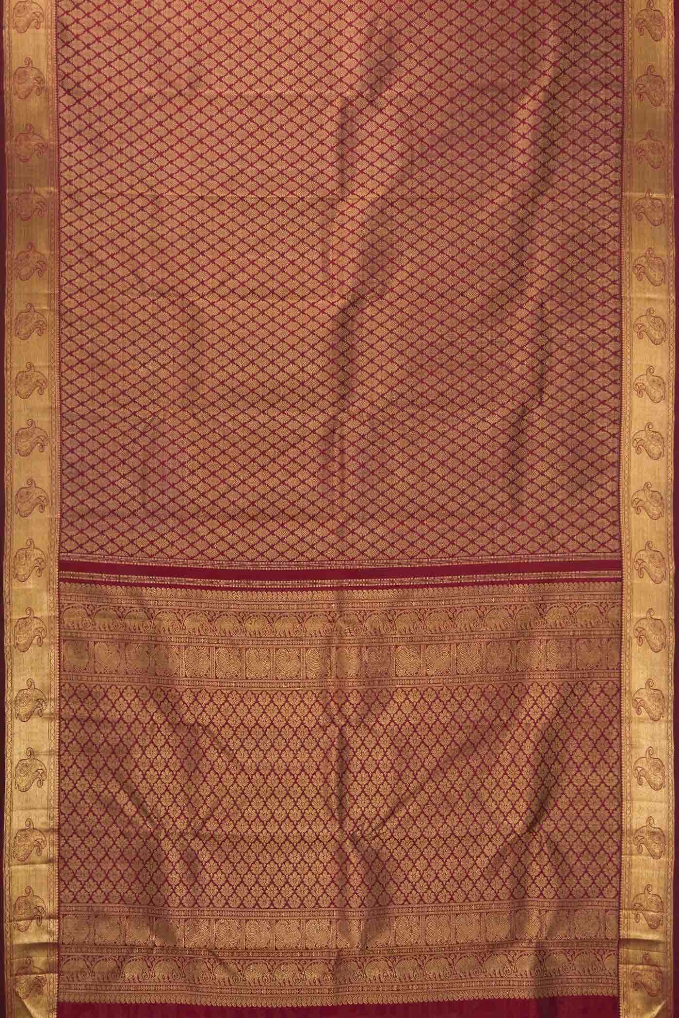 Pure Silk Pure Zari Maroon Dual Tone Kanchipuram Saree