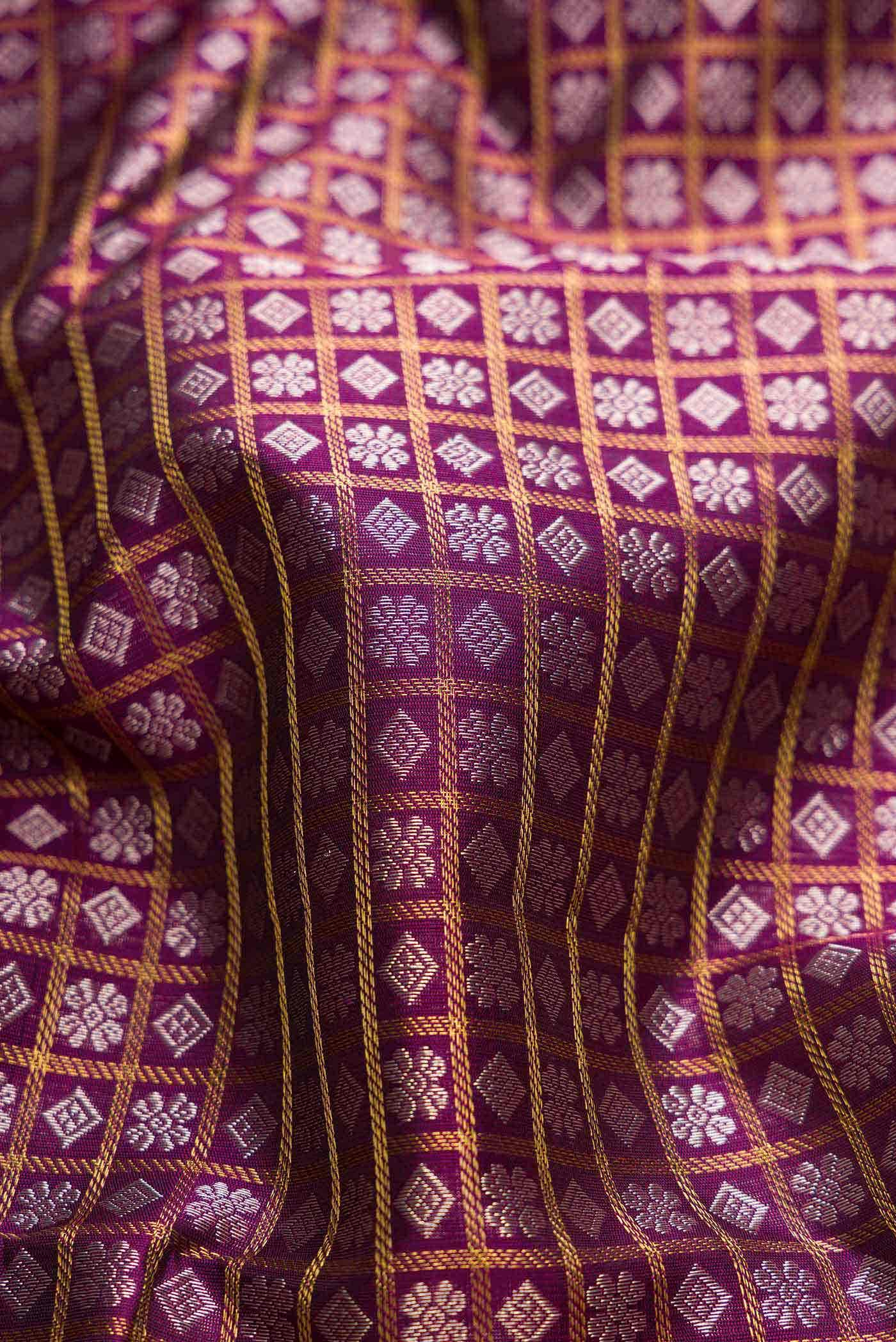 Pure Silk Pure Zari Purple Dual Tone Kanchipuram Saree