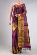 Pure Silk Pure Zari Purple Dual Tone Kanjivaram Saree