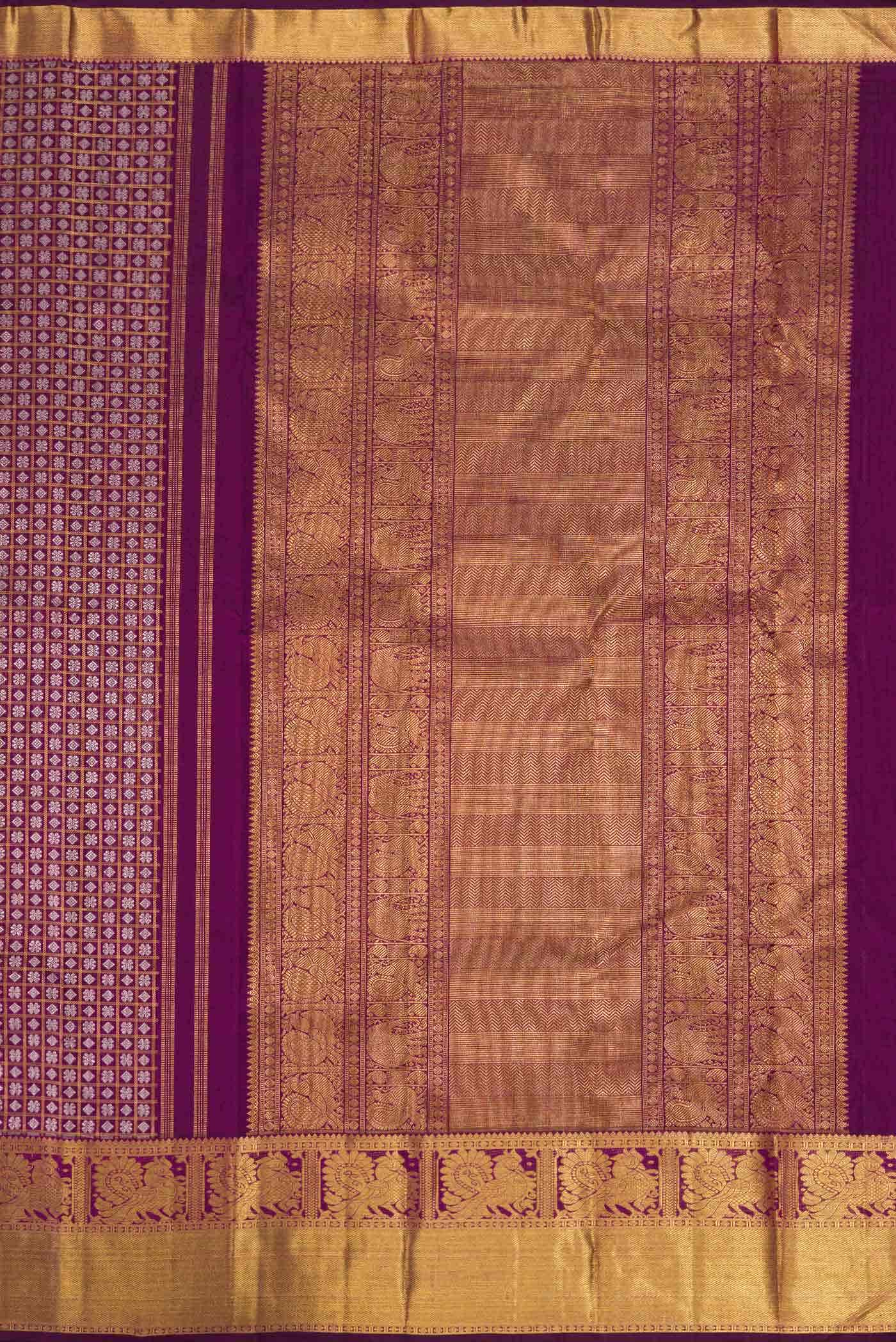 Pure Silk Pure Zari Purple Dual Tone Kanchipuram Saree