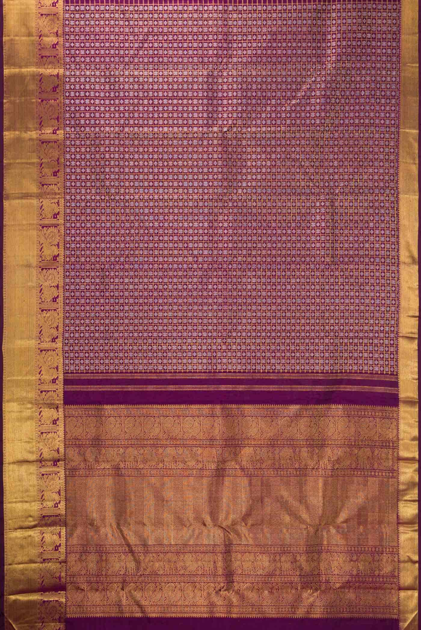 Pure Silk Pure Zari Purple Dual Tone Kanchipuram Saree