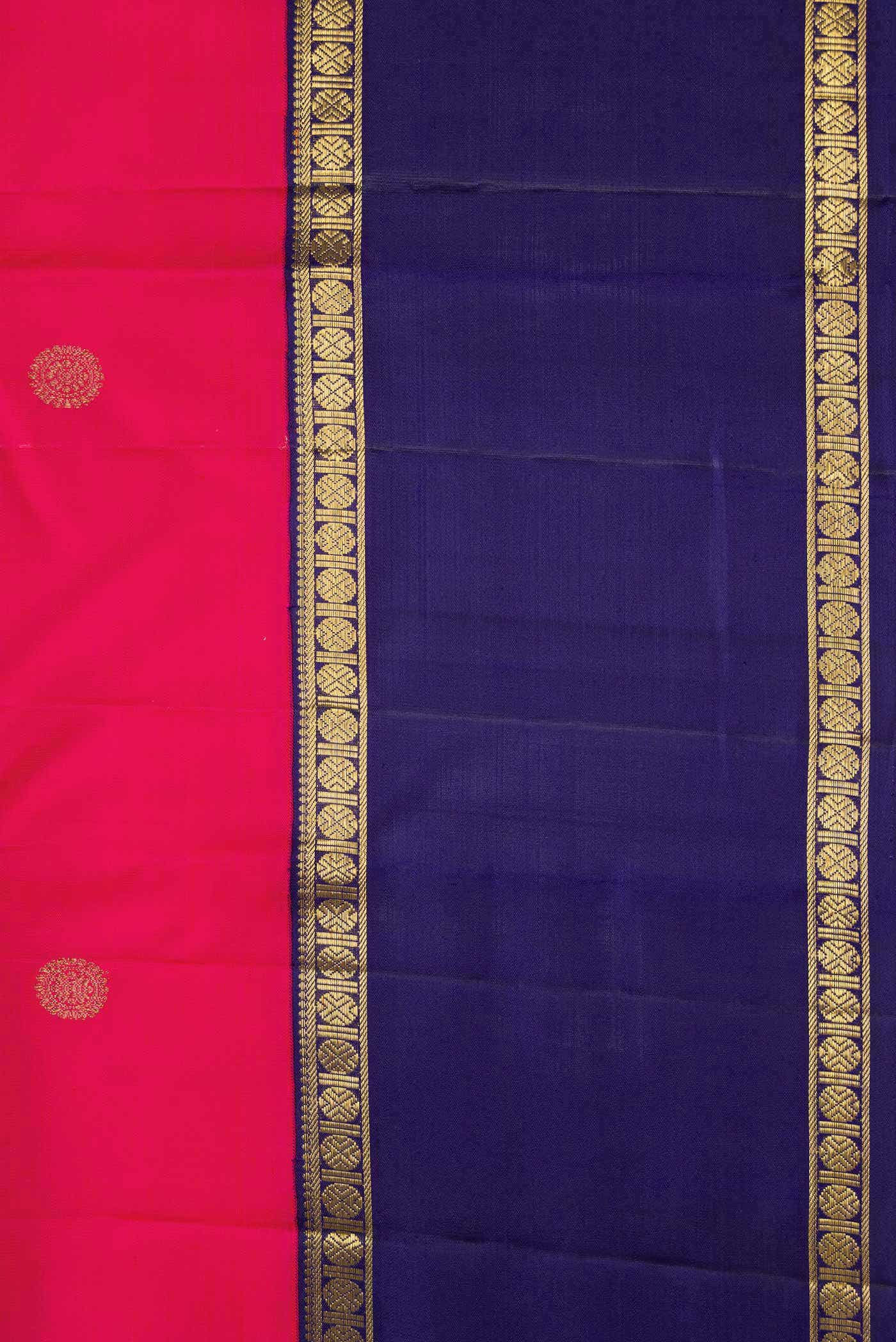 Pure Silk Pure Zari Rani Pink Dual Tone Kanchipuram Saree