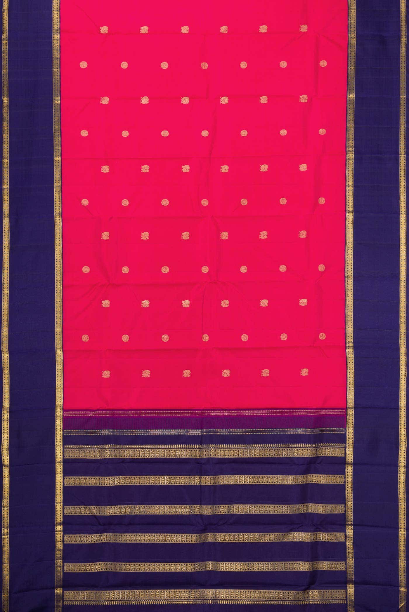 Pure Silk Pure Zari Rani Pink Dual Tone Kanchipuram Saree